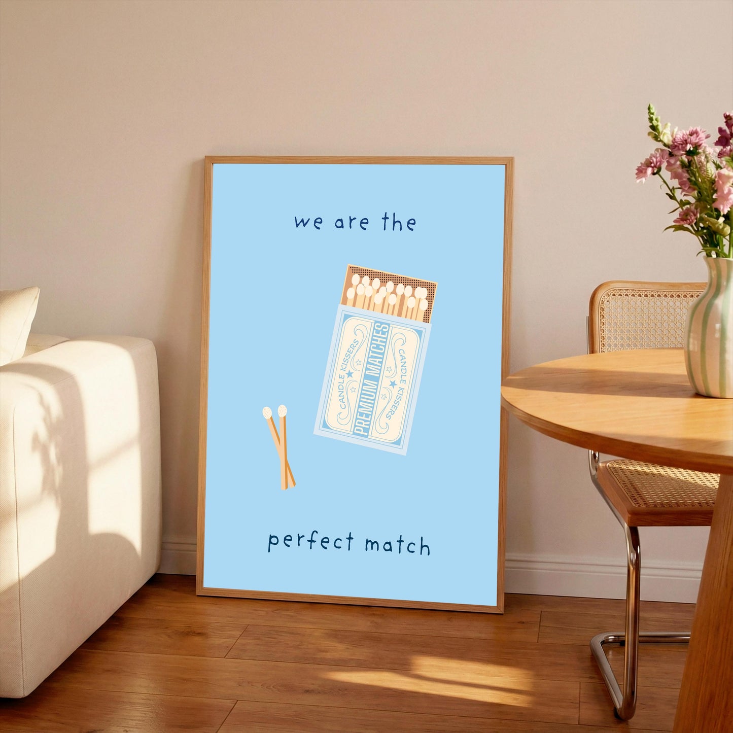 Typography Poster: Blue Bedroom Wall Art, Vintage Feminine Print