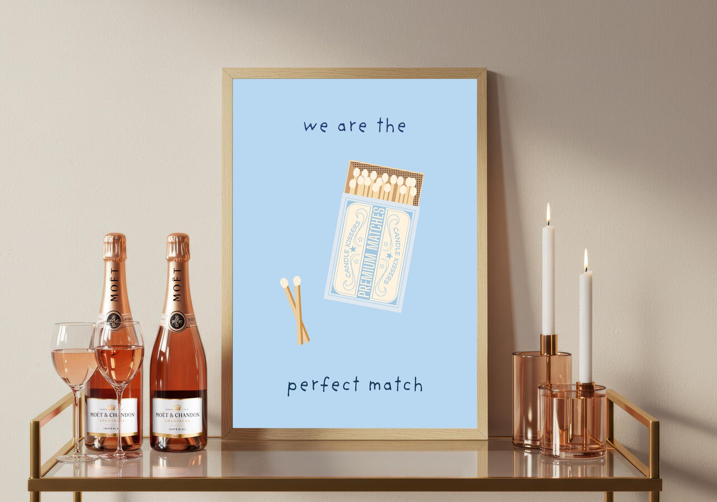 Typography Poster: Blue Bedroom Wall Art, Vintage Feminine Print