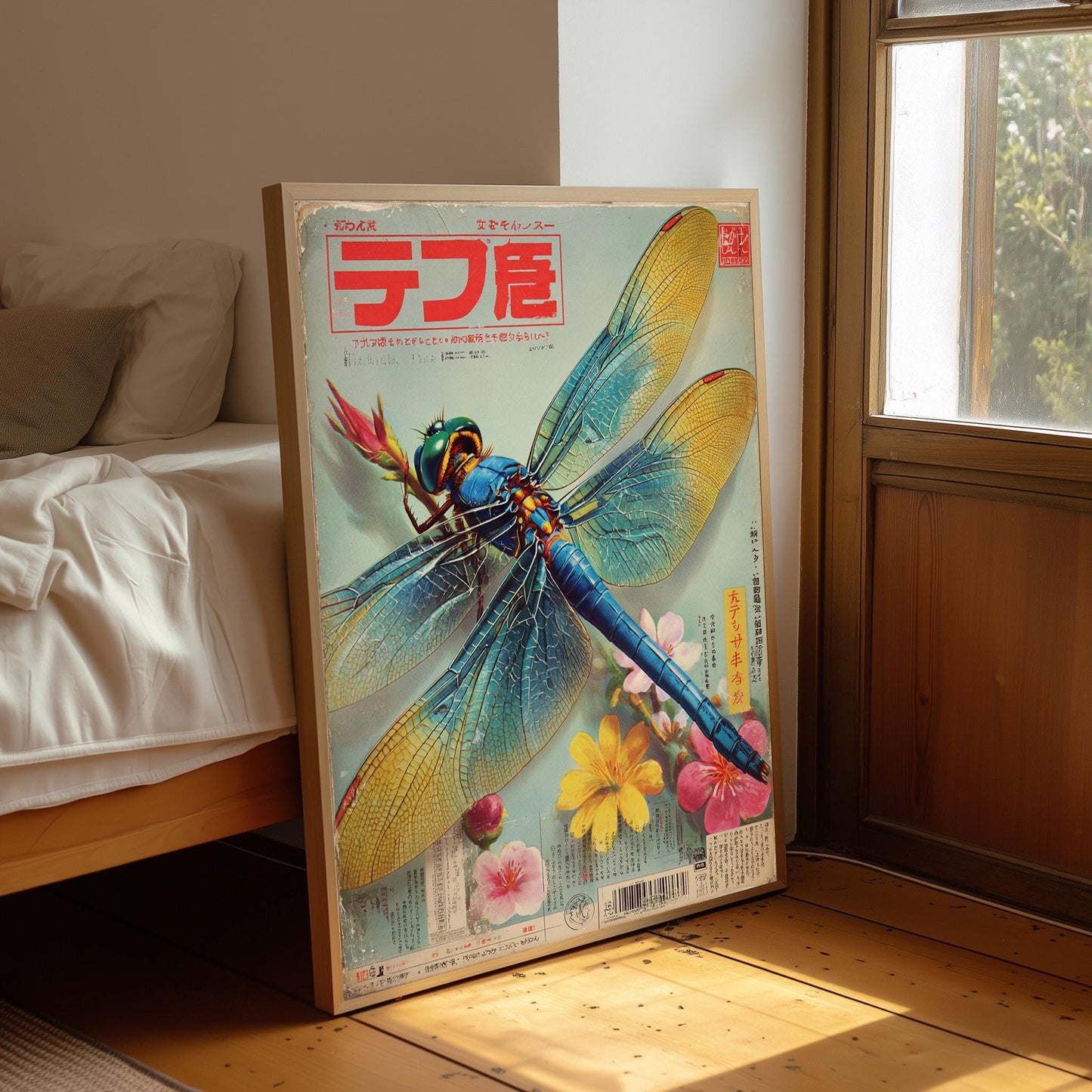 Japanese Dragonfly Print: Vintage Oriental Art Poster