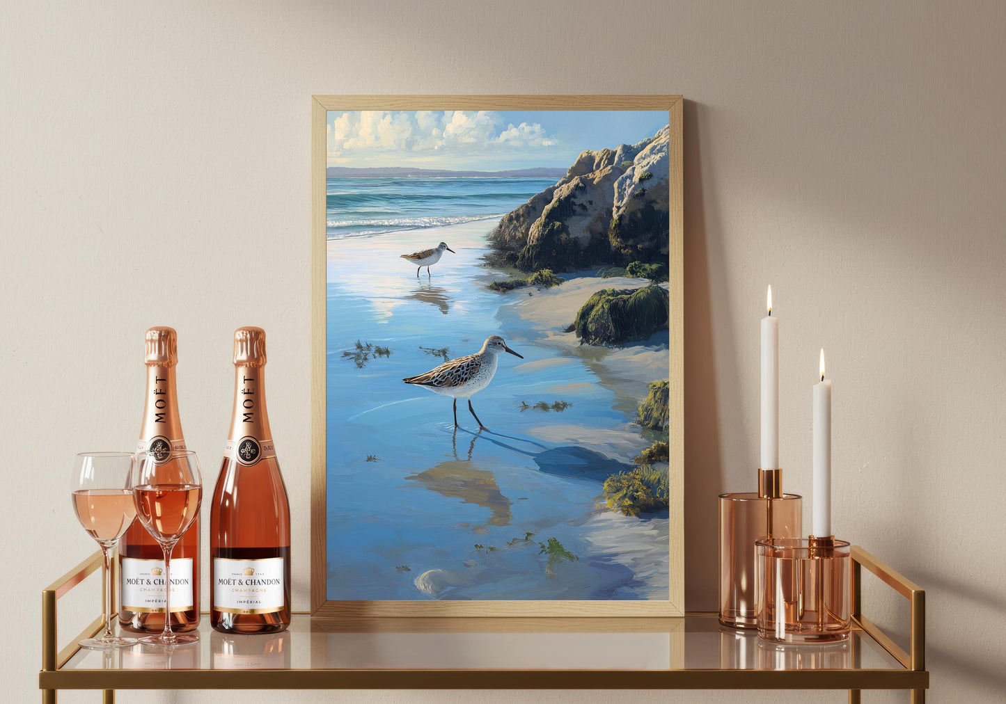 Sandpiper Print: Wildlife Art Poster, Seashore Painting