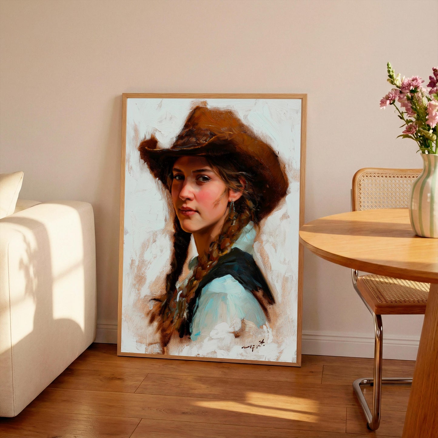 Cowgirl Print: Woman Wearing Hat Poster
