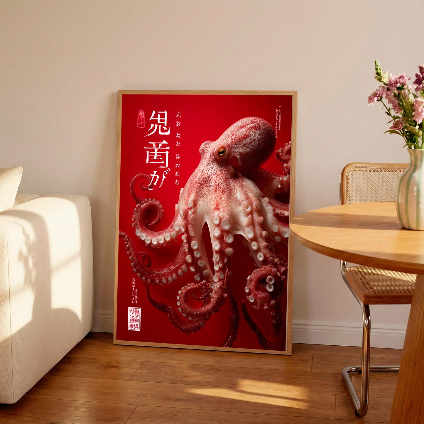 Japanese Octopus Print: Vintage Oriental Art Poster