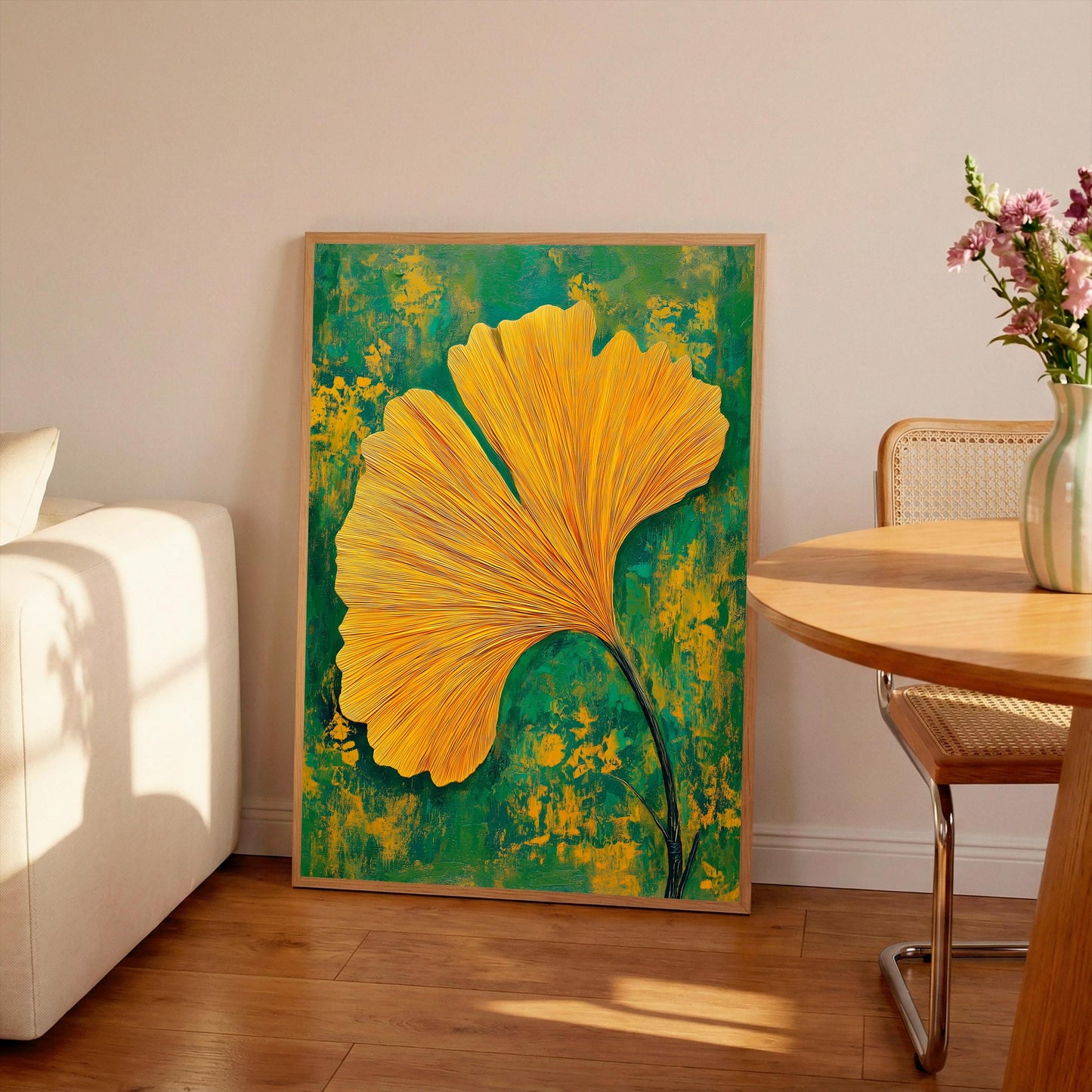 Ginkgo Biloba Leaf Art Print: Colourful Wall Art