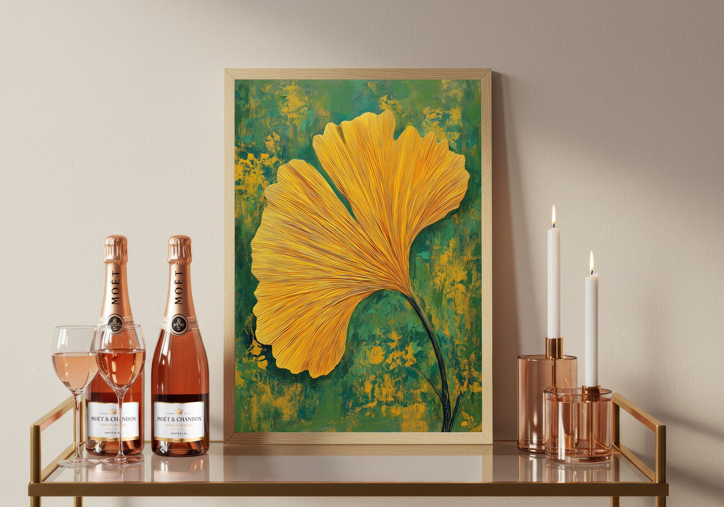 Ginkgo Biloba Leaf Art Print: Colourful Wall Art