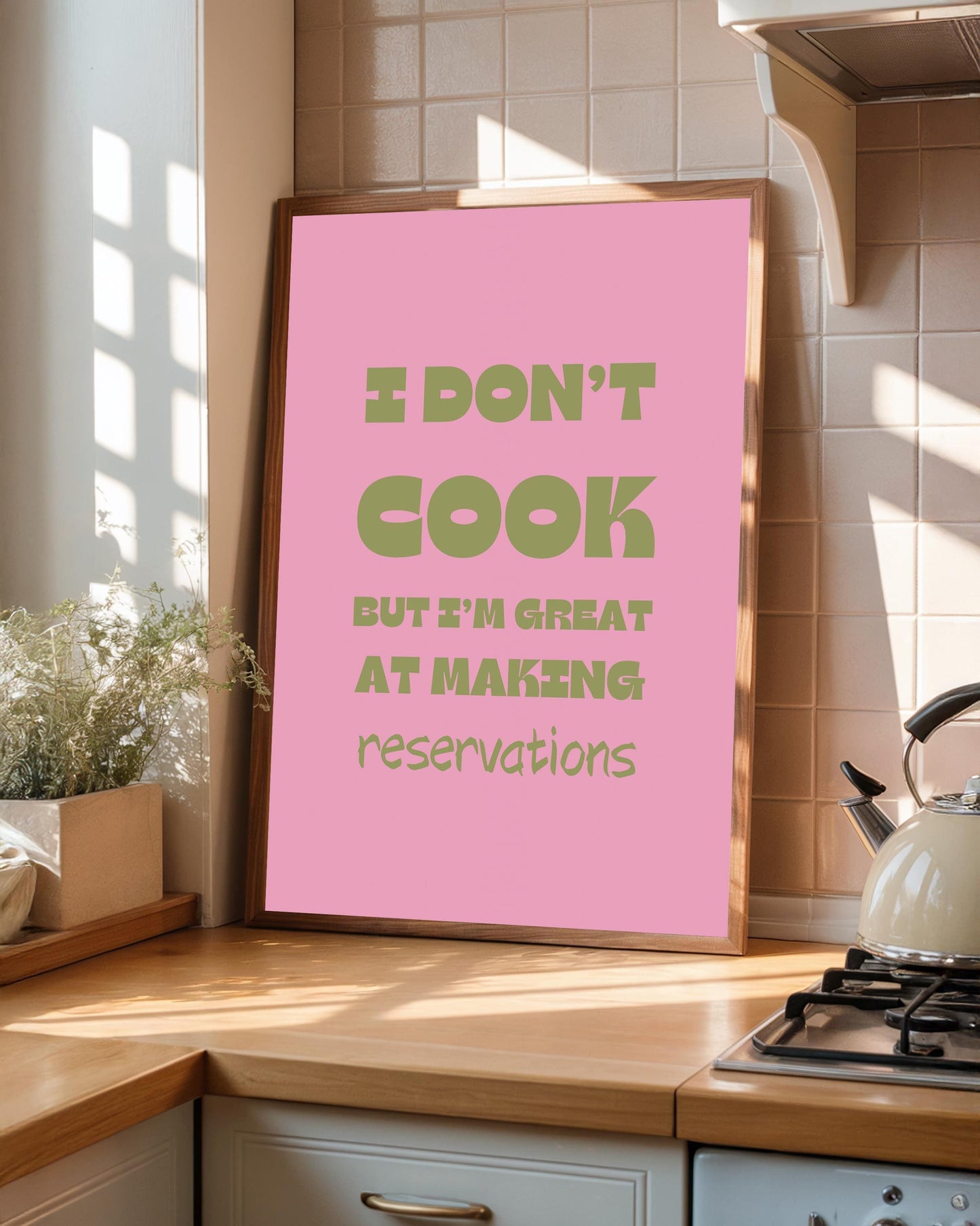Retro Foodie Print: I Don't Cook, Reservations Wall Art
