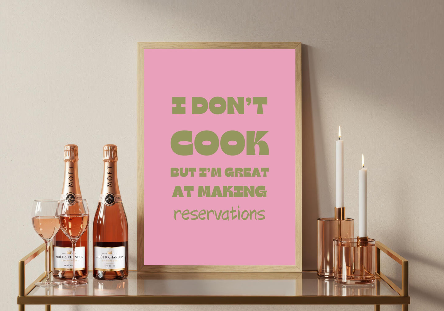 Retro Foodie Print: I Don't Cook, Reservations Wall Art