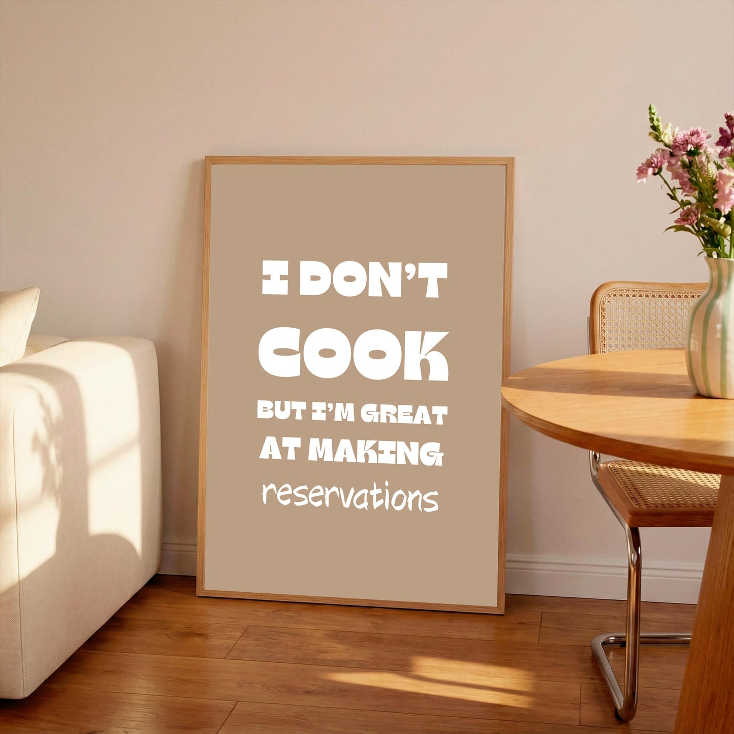 Retro Foodie Kitchen Poster: I Don't Cook, Reservations Wall Art