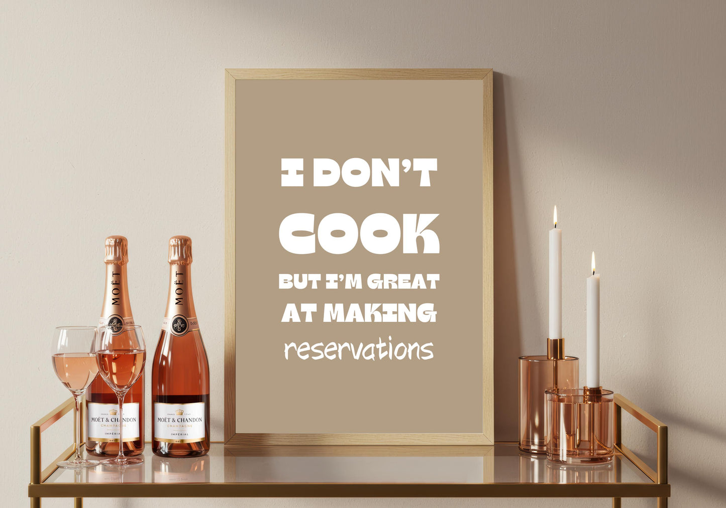 Retro Foodie Kitchen Poster: I Don't Cook, Reservations Wall Art