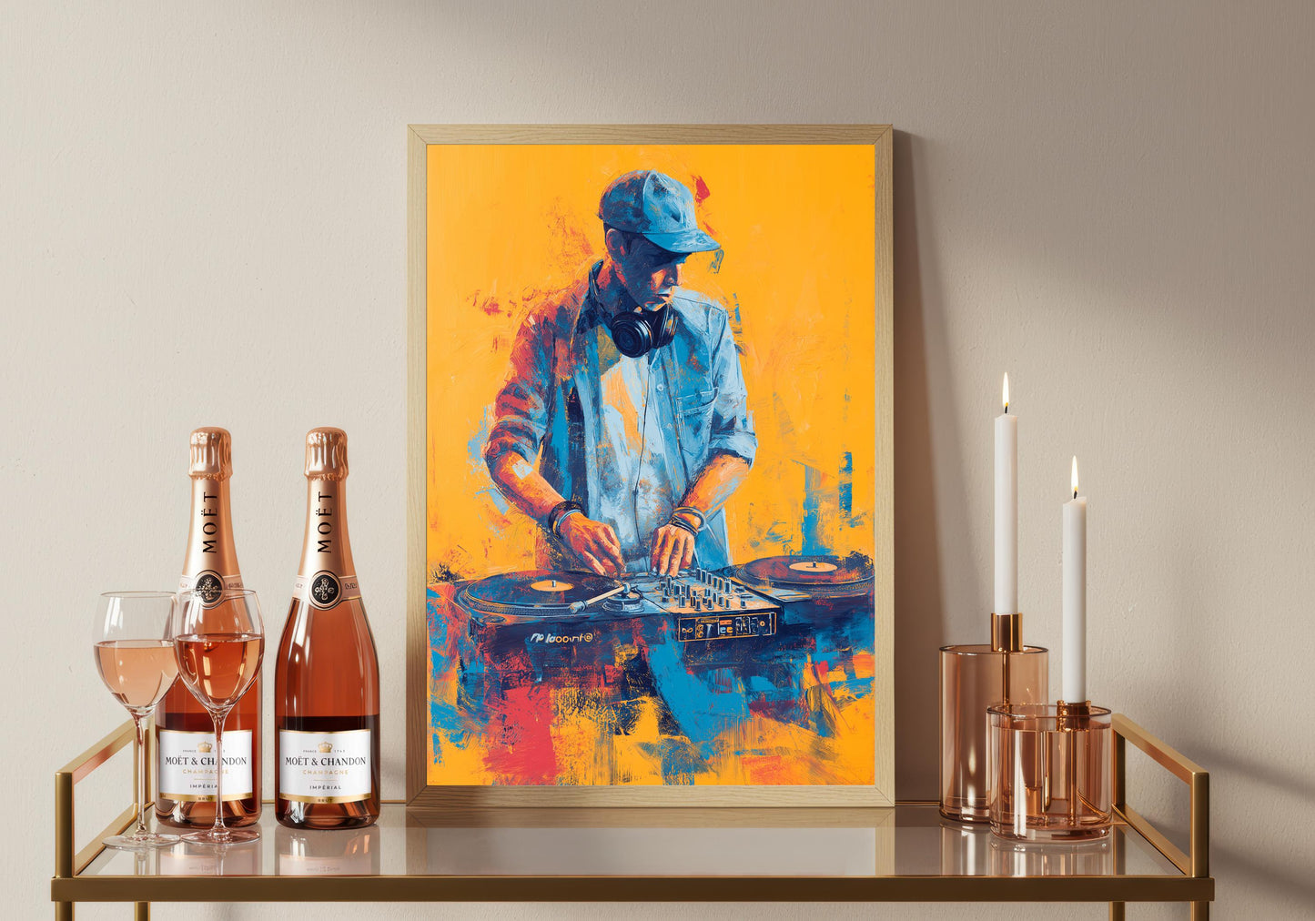 DJ Turntable Illustration Print, Modern Pop Art Music Poster