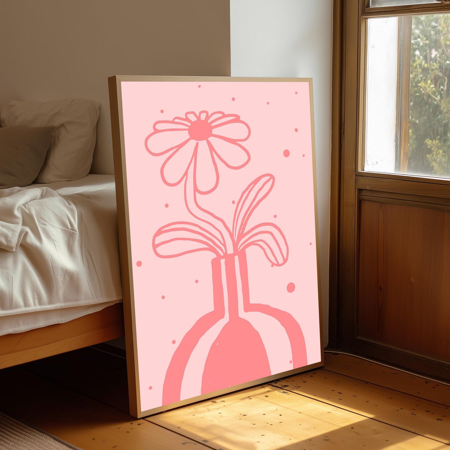 Pink Flower Market Print: Colourful Floral Wall Art