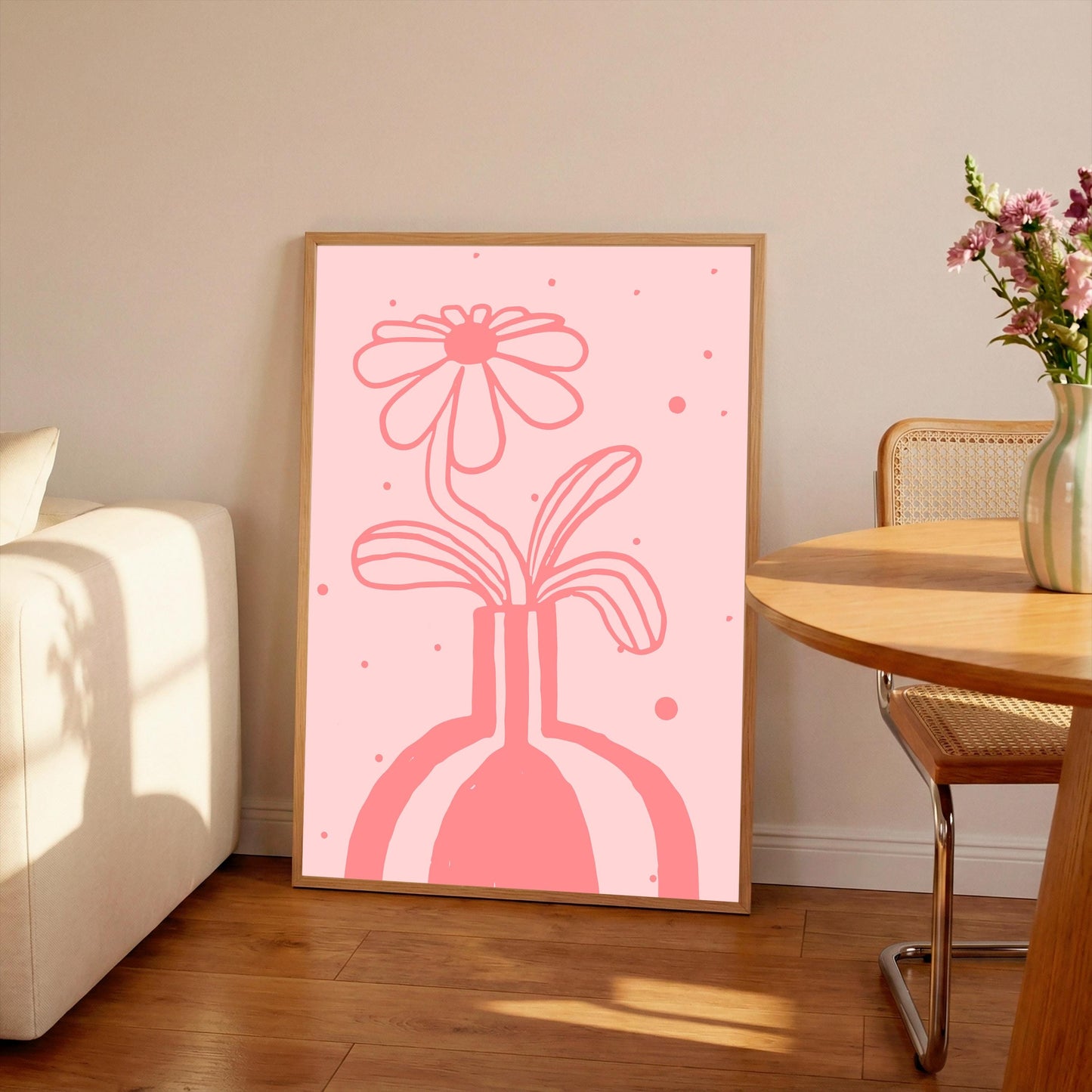 Pink Flower Market Print: Colourful Floral Wall Art