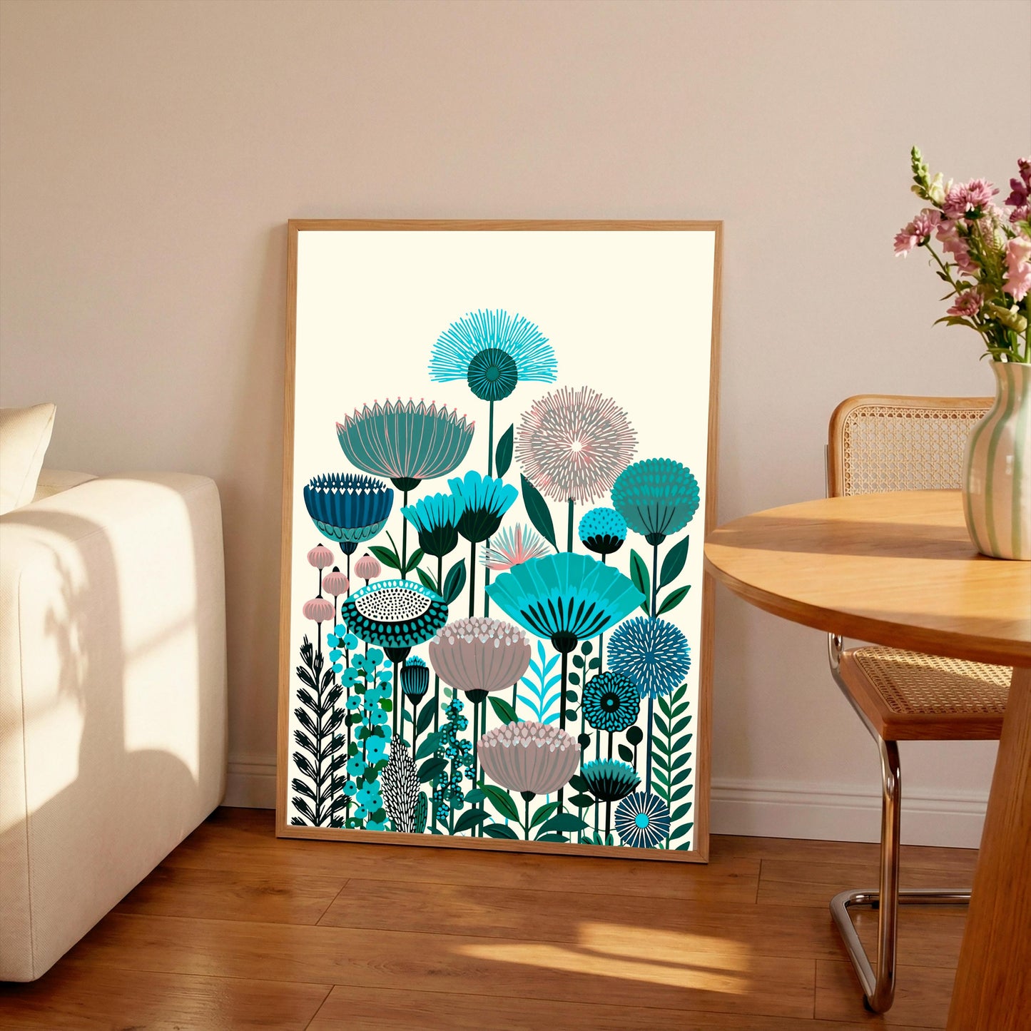 Retro Flower Market Print, Botanical Wall Art, Boho Floral Poster, Living Room Decor
