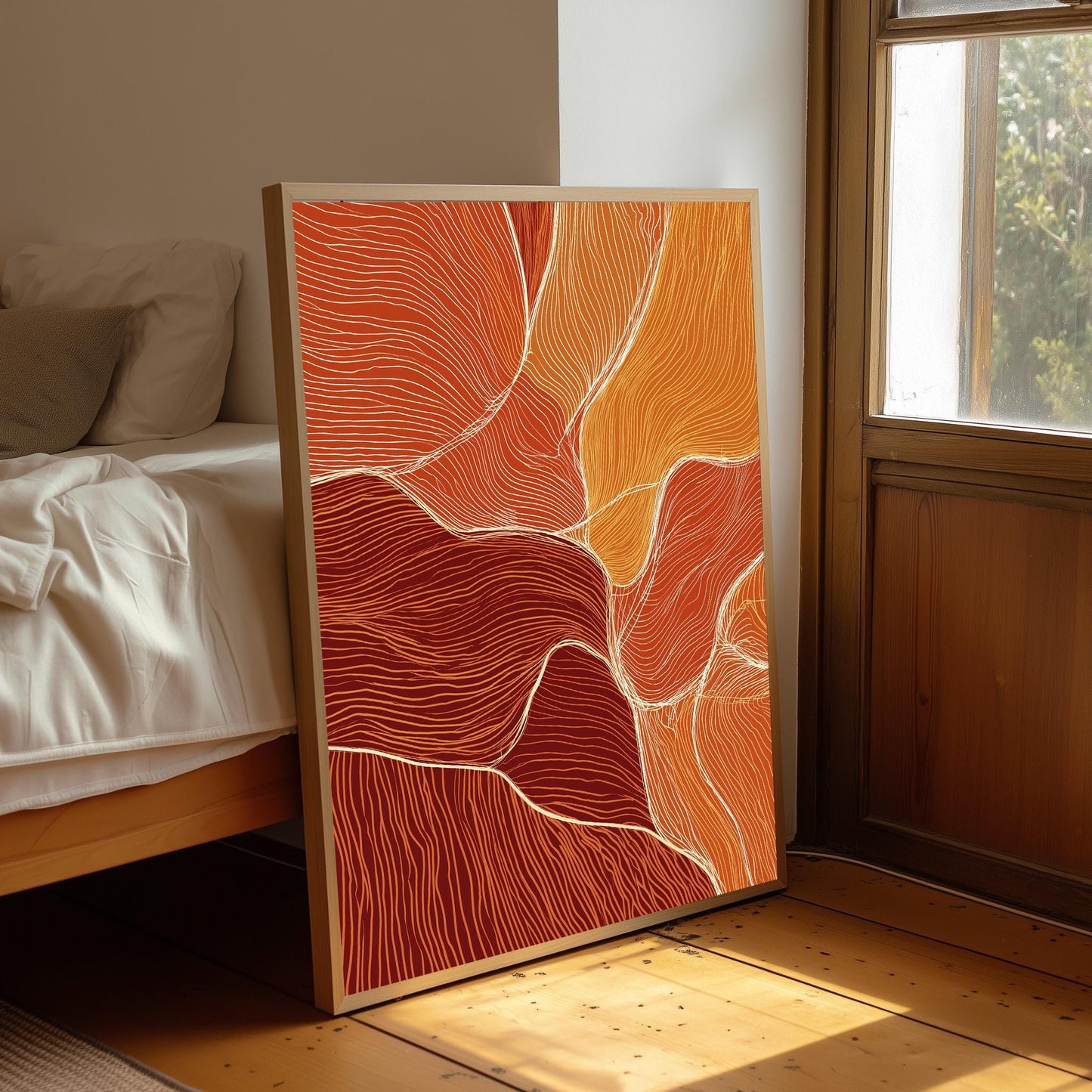 Abstract Wall Print: Colourful Boho Decor, Orange Shades
