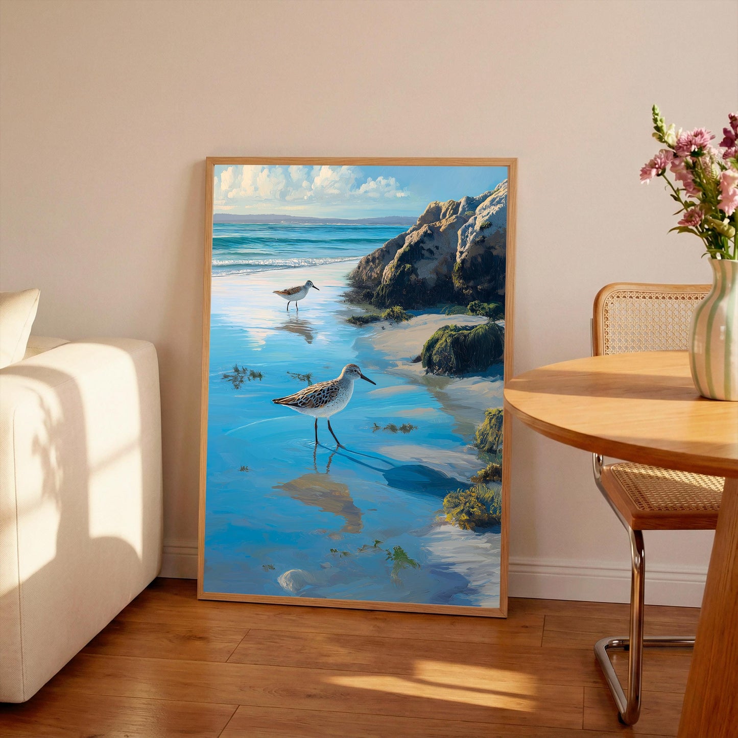 Sandpiper Print: Wildlife Art Poster, Seashore Painting