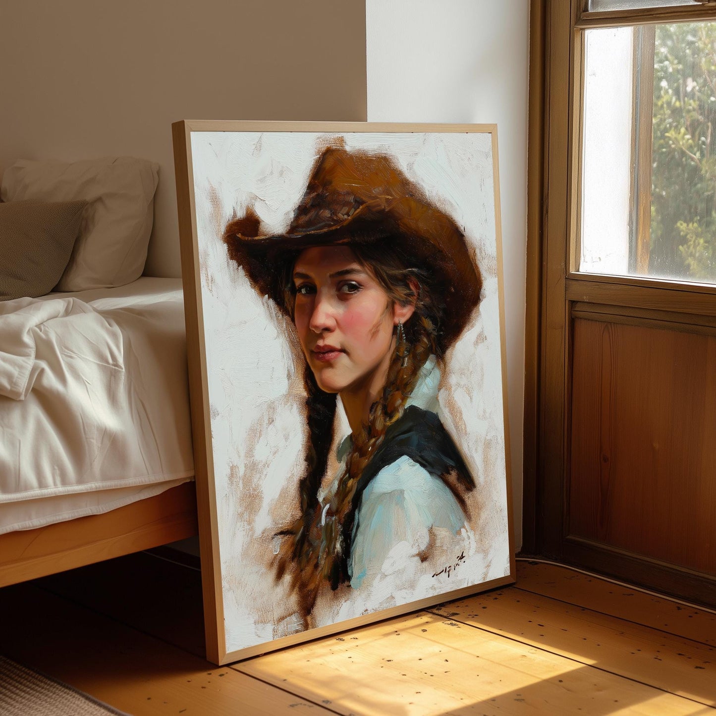 Cowgirl Print: Woman Wearing Hat Poster