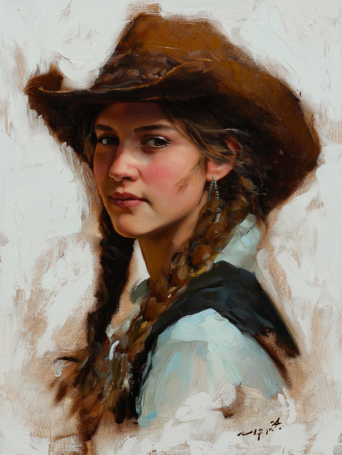 Cowgirl Print: Woman Wearing Hat Poster