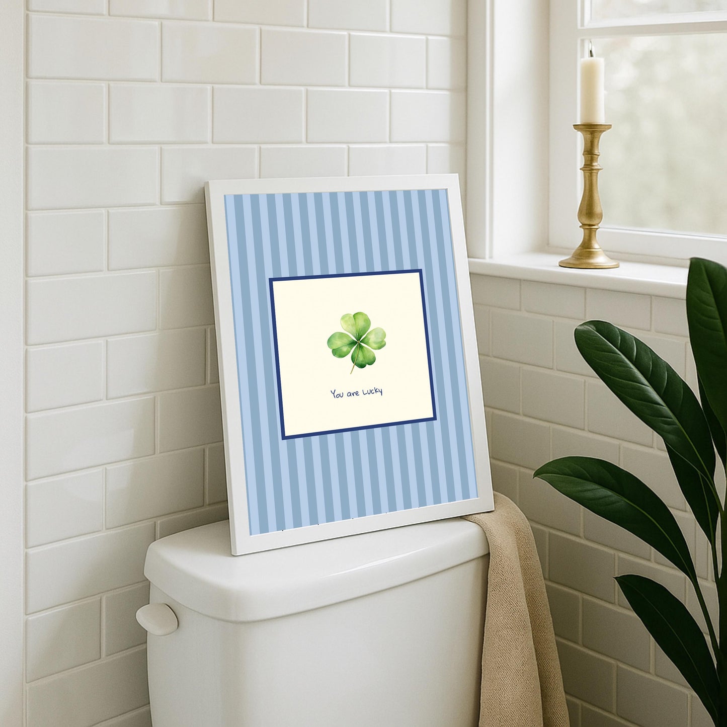 You Are Lucky Print, Four Leaf Clover Wall Art, Green Lucky Charm Decor