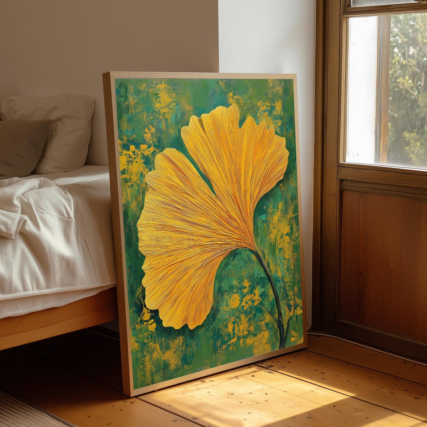 Ginkgo Biloba Leaf Art Print: Colourful Wall Art