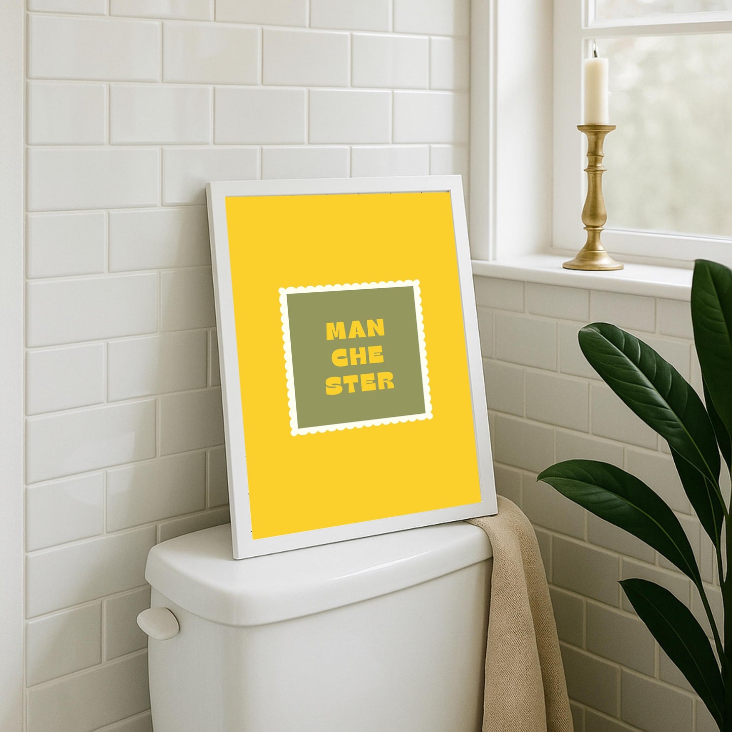 Manchester Typography Print, Colourful Retro Poster, Living Room Wall Art