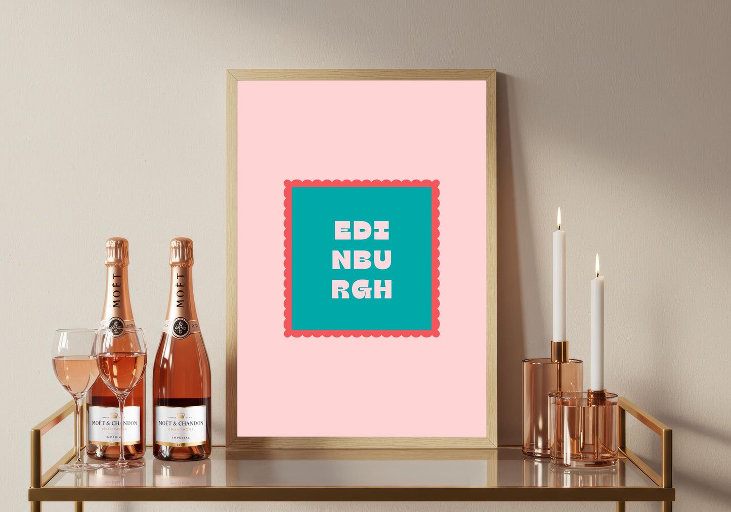 Edinburgh Typography Print, Colourful Retro Wall Art, Modern Living Poster