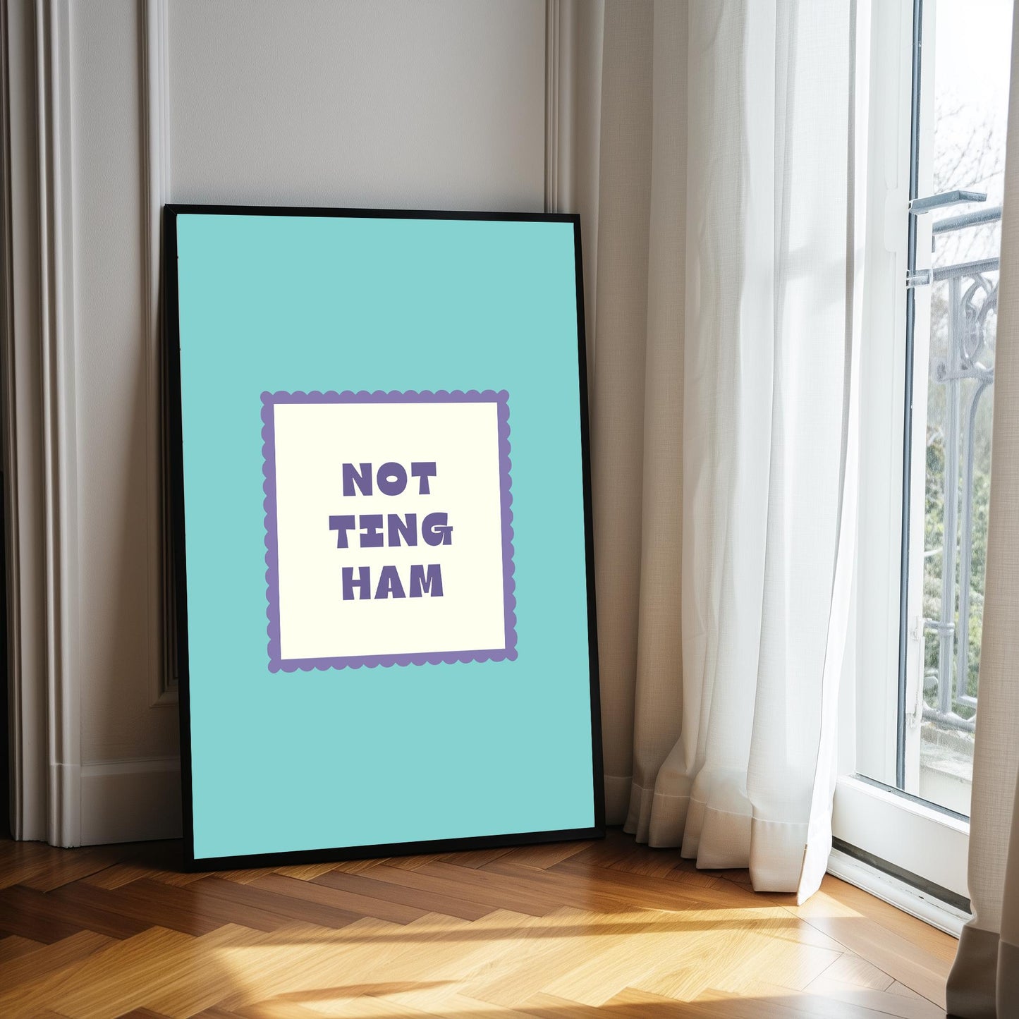 Nottingham Typography Print, Colourful Retro Wall Art Poster