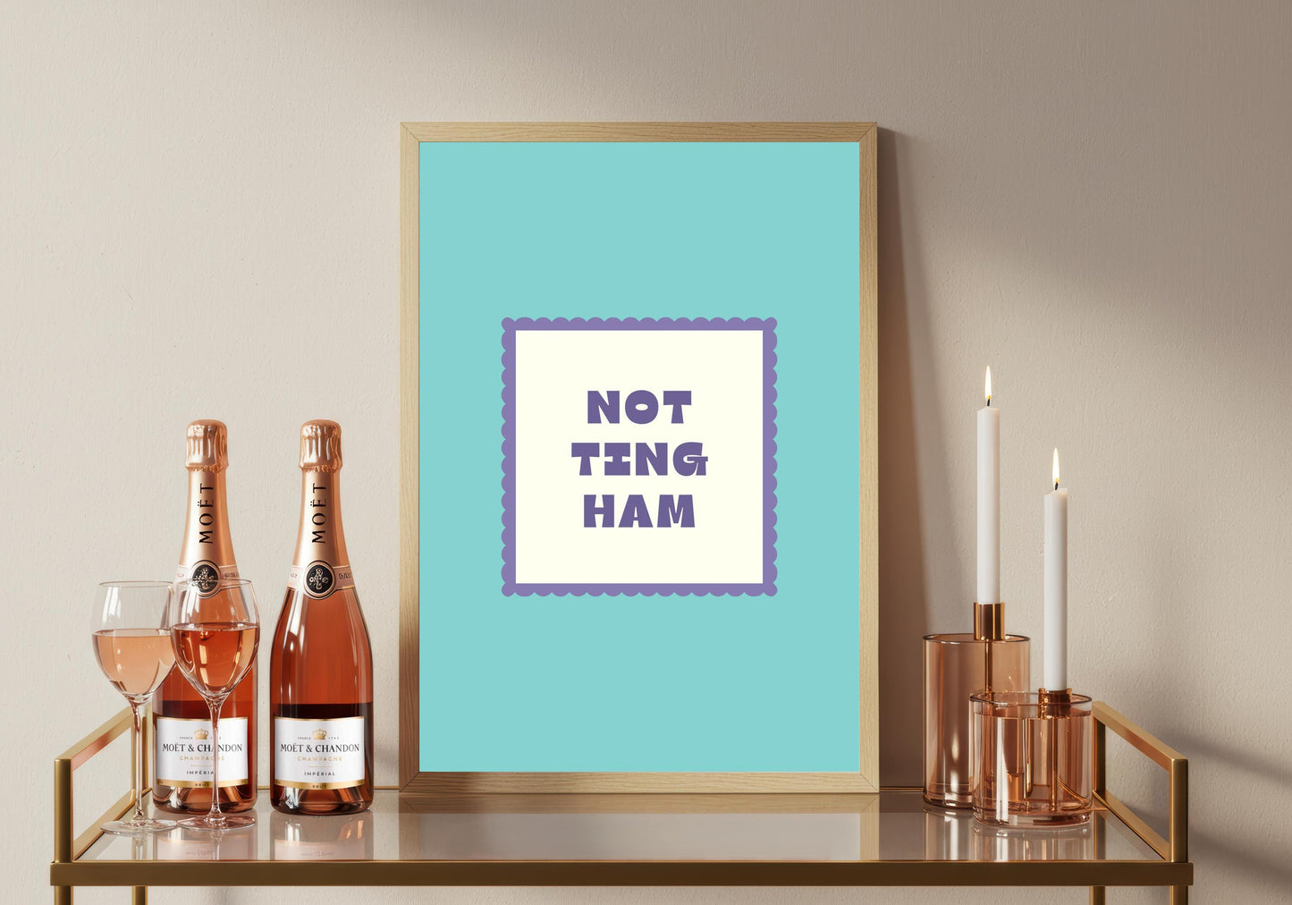 Nottingham Typography Print, Colourful Retro Wall Art Poster