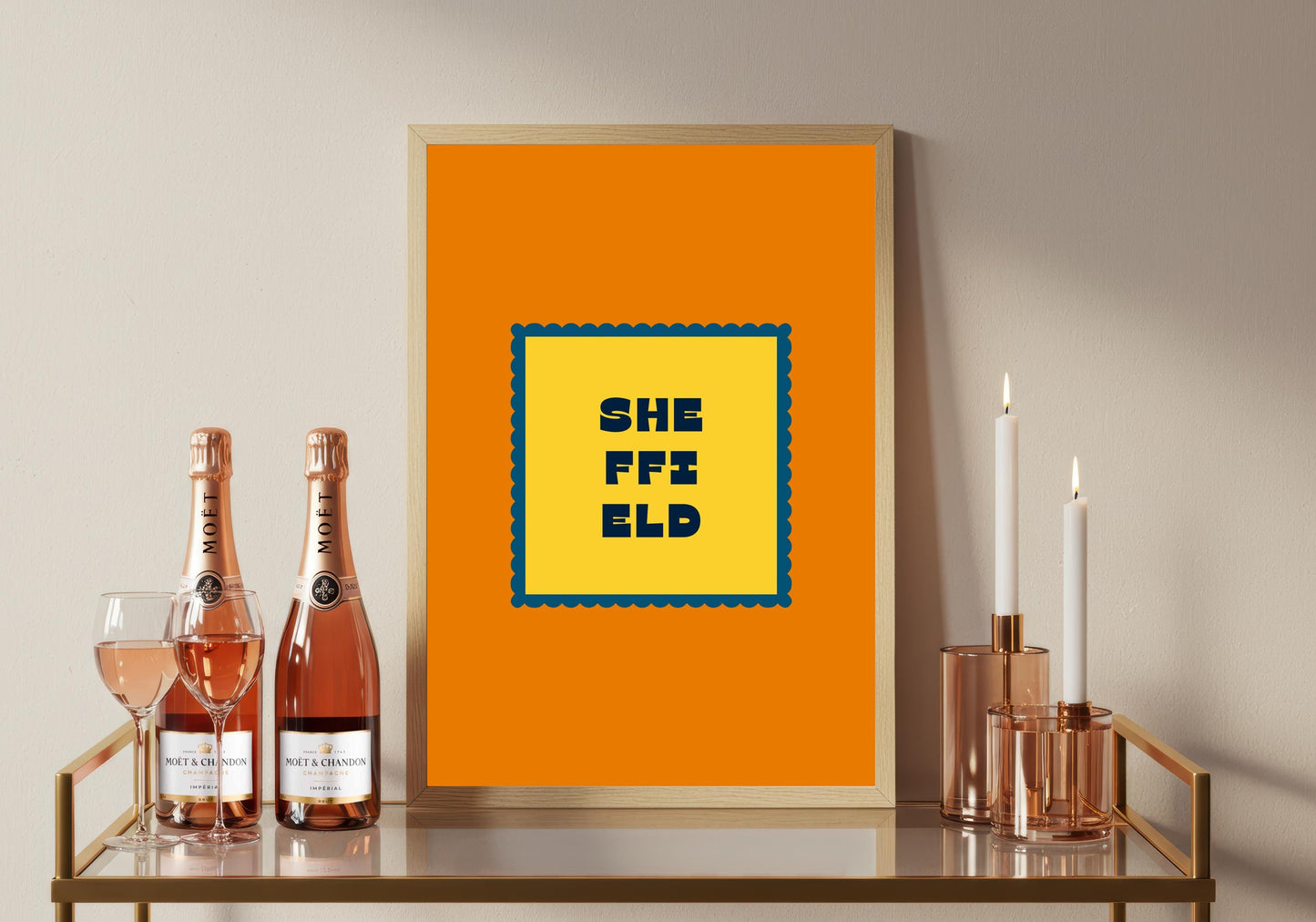 Sheffield Typography Print, Colourful Retro Poster, Living Room Wall Art