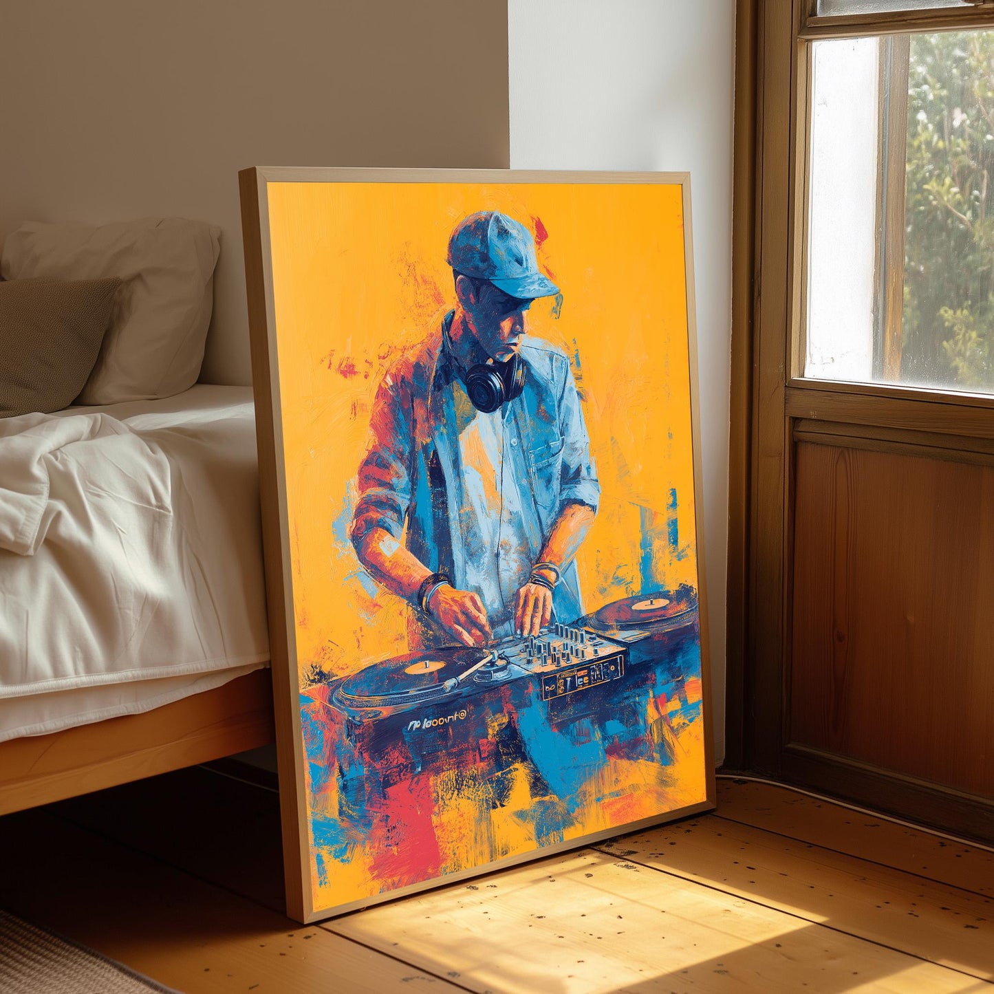DJ Turntable Illustration Print, Modern Pop Art Music Poster
