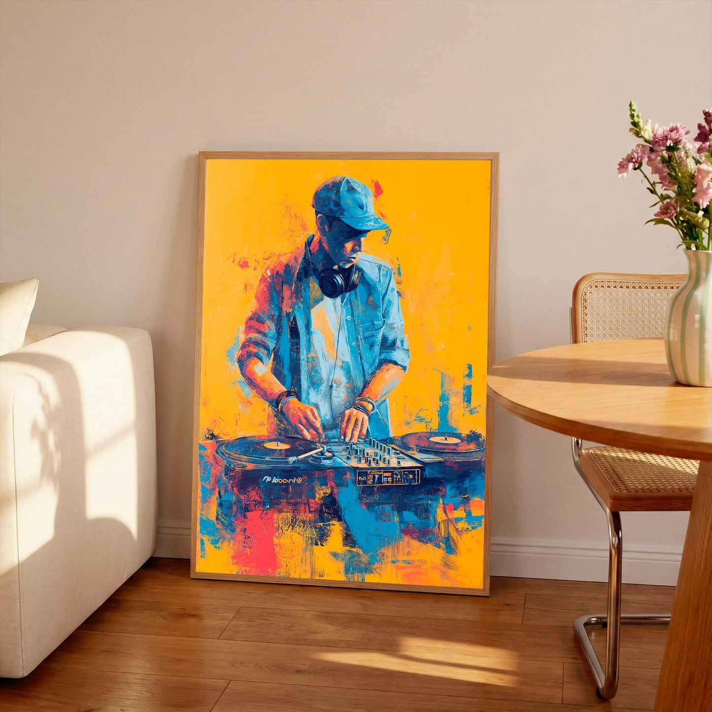 DJ Turntable Illustration Print, Modern Pop Art Music Poster