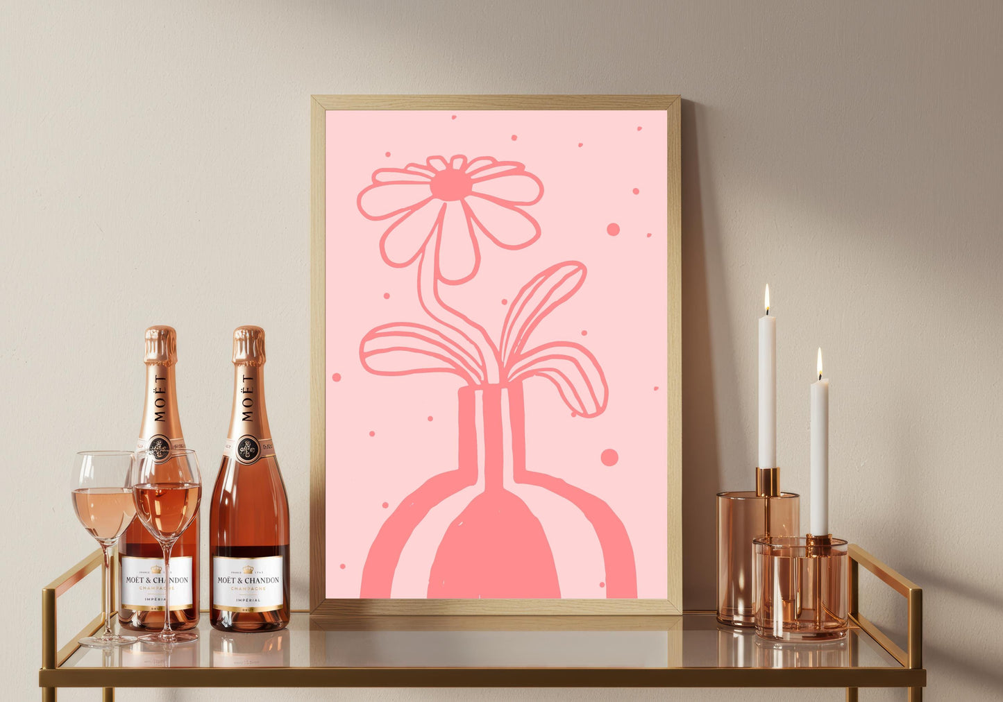 Pink Flower Market Print: Colourful Floral Wall Art
