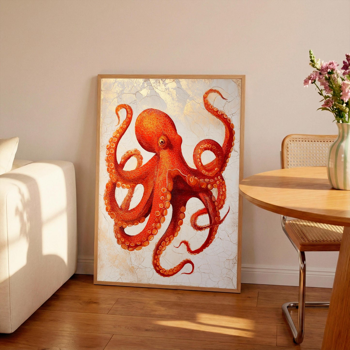 Octopus Print: Orange Octopus Art Poster