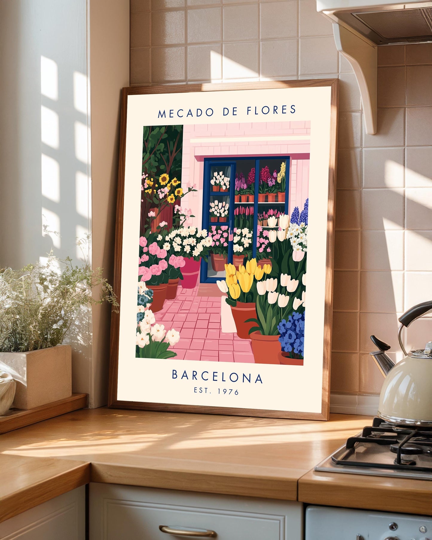 Flower Market Exhibition Poster: Floral Garden Print, Barcelona Art