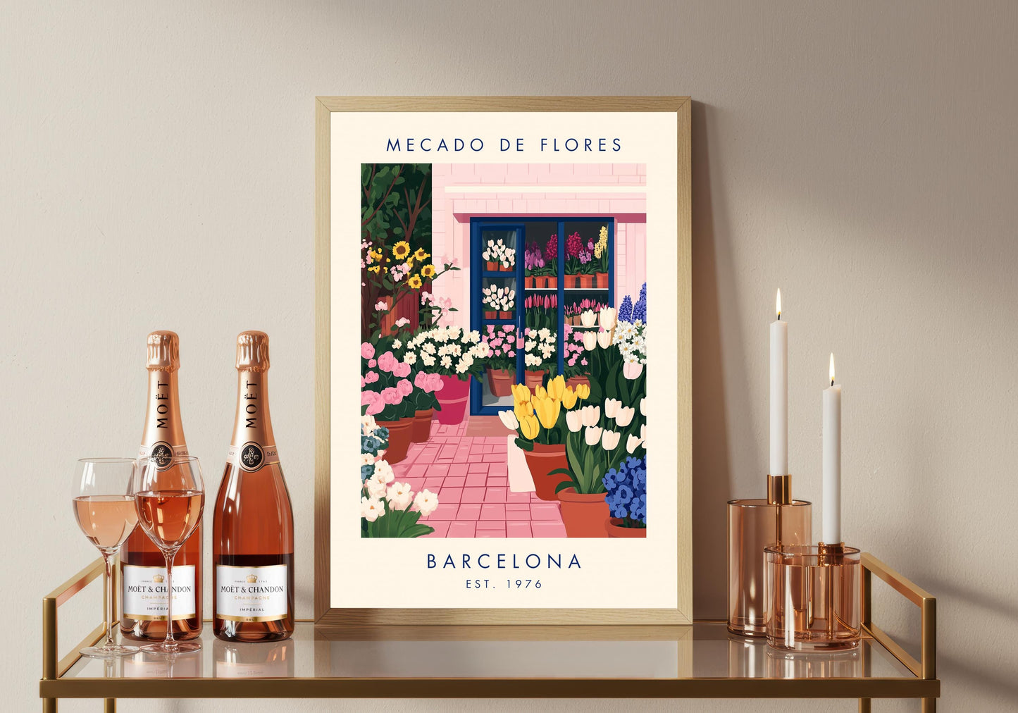 Flower Market Exhibition Poster: Floral Garden Print, Barcelona Art