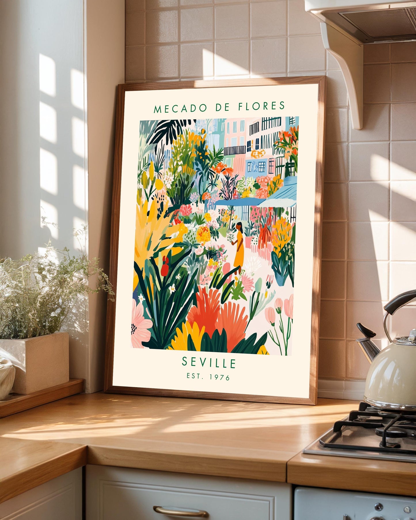 Flower Market Exhibition Poster: Floral Garden Print, Madrid Art