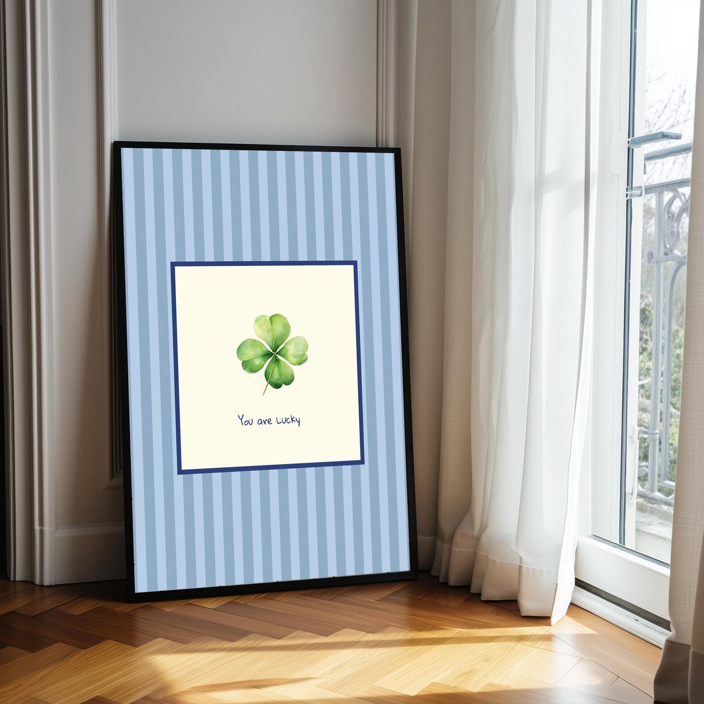 You Are Lucky Print, Four Leaf Clover Wall Art, Green Lucky Charm Decor