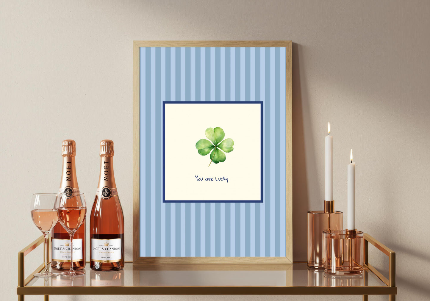 You Are Lucky Print, Four Leaf Clover Wall Art, Green Lucky Charm Decor