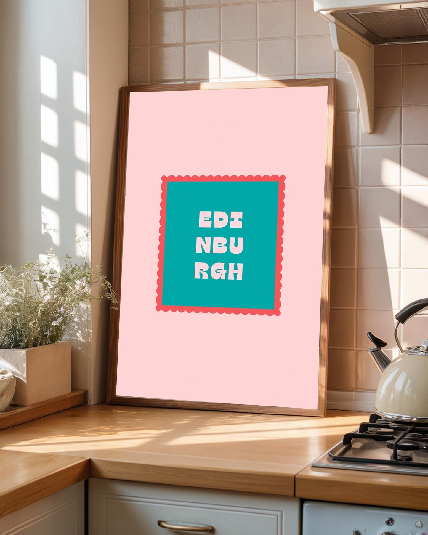 Edinburgh Typography Print, Colourful Retro Wall Art, Modern Living Poster