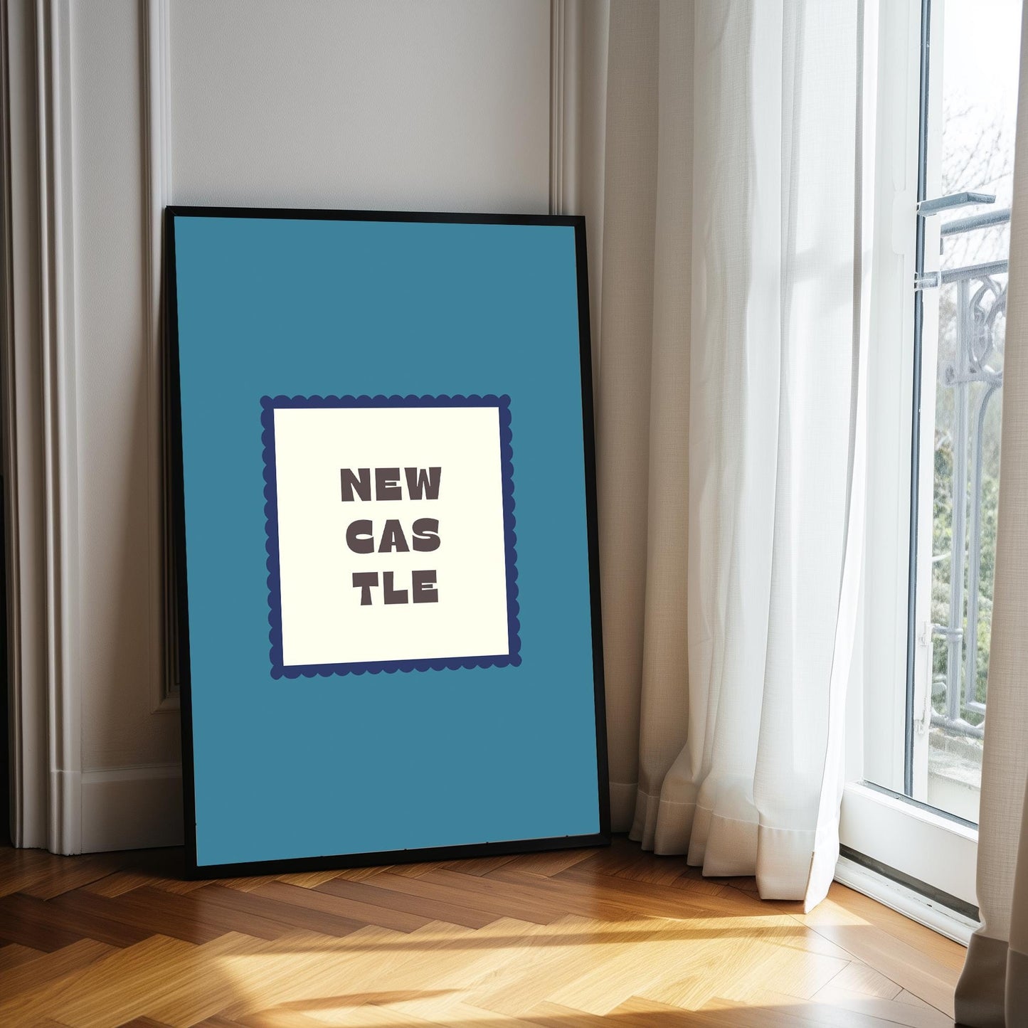 Newcastle Typography Print, Colourful Retro Poster, Modern Wall Art