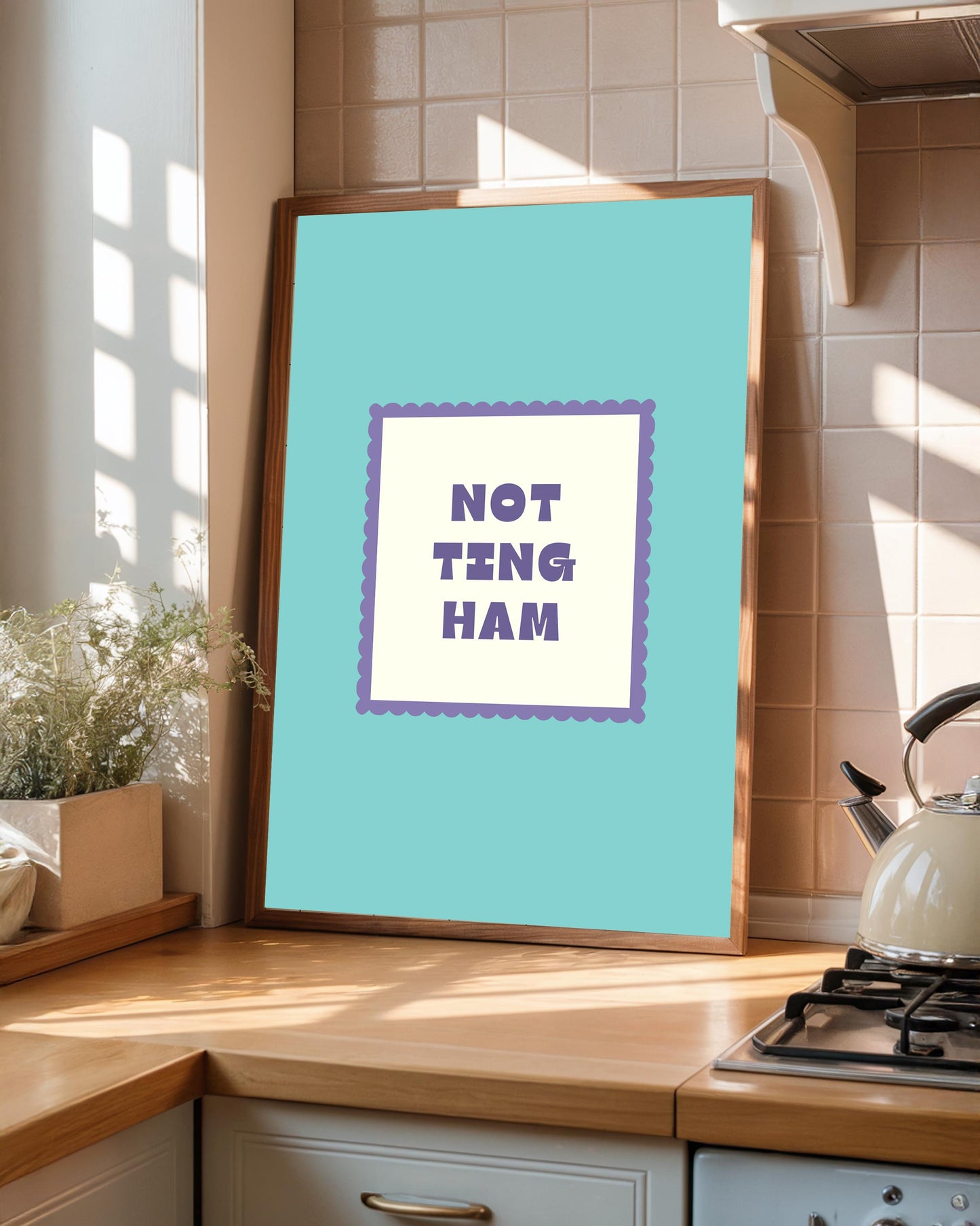 Nottingham Typography Print, Colourful Retro Wall Art Poster