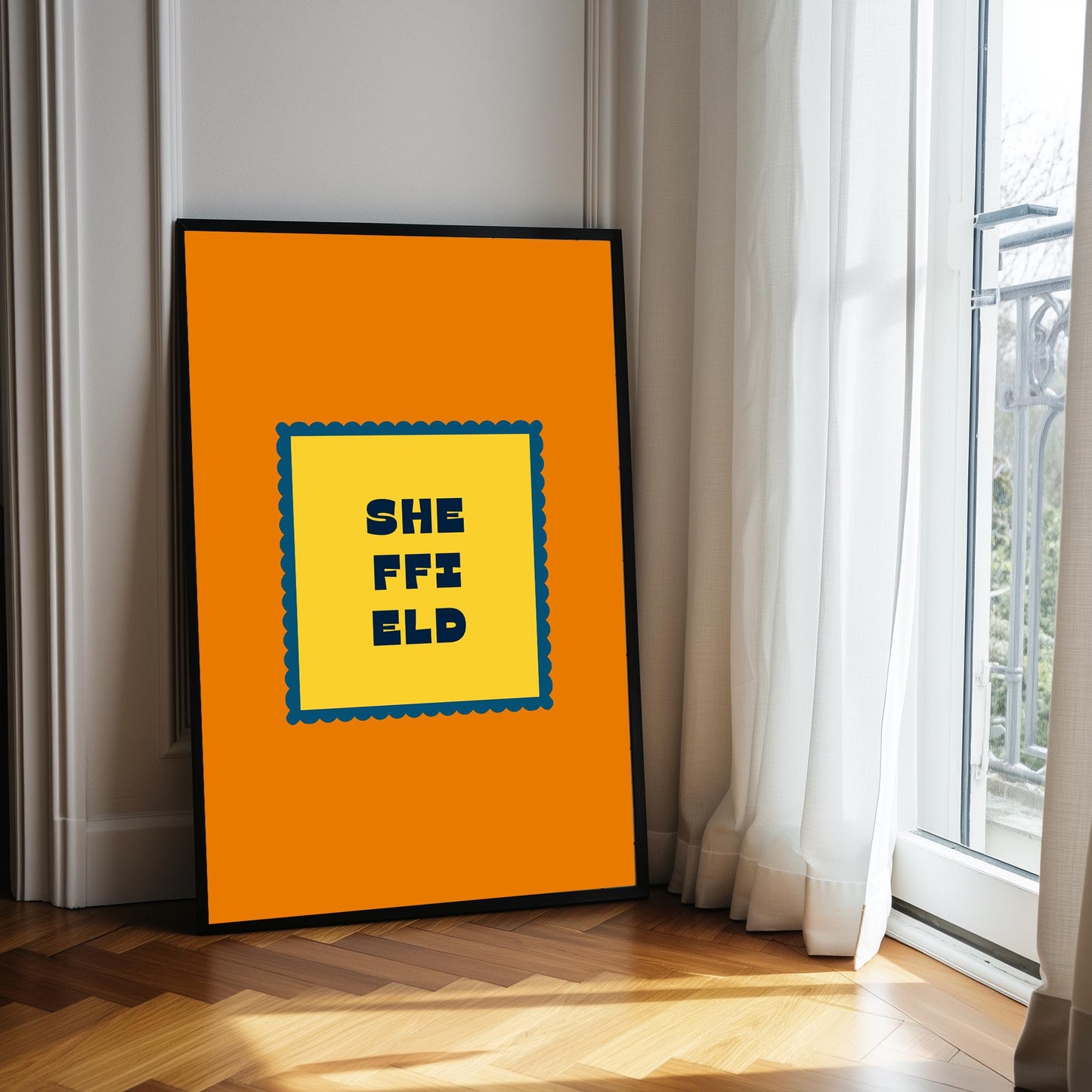 Sheffield Typography Print, Colourful Retro Poster, Living Room Wall Art