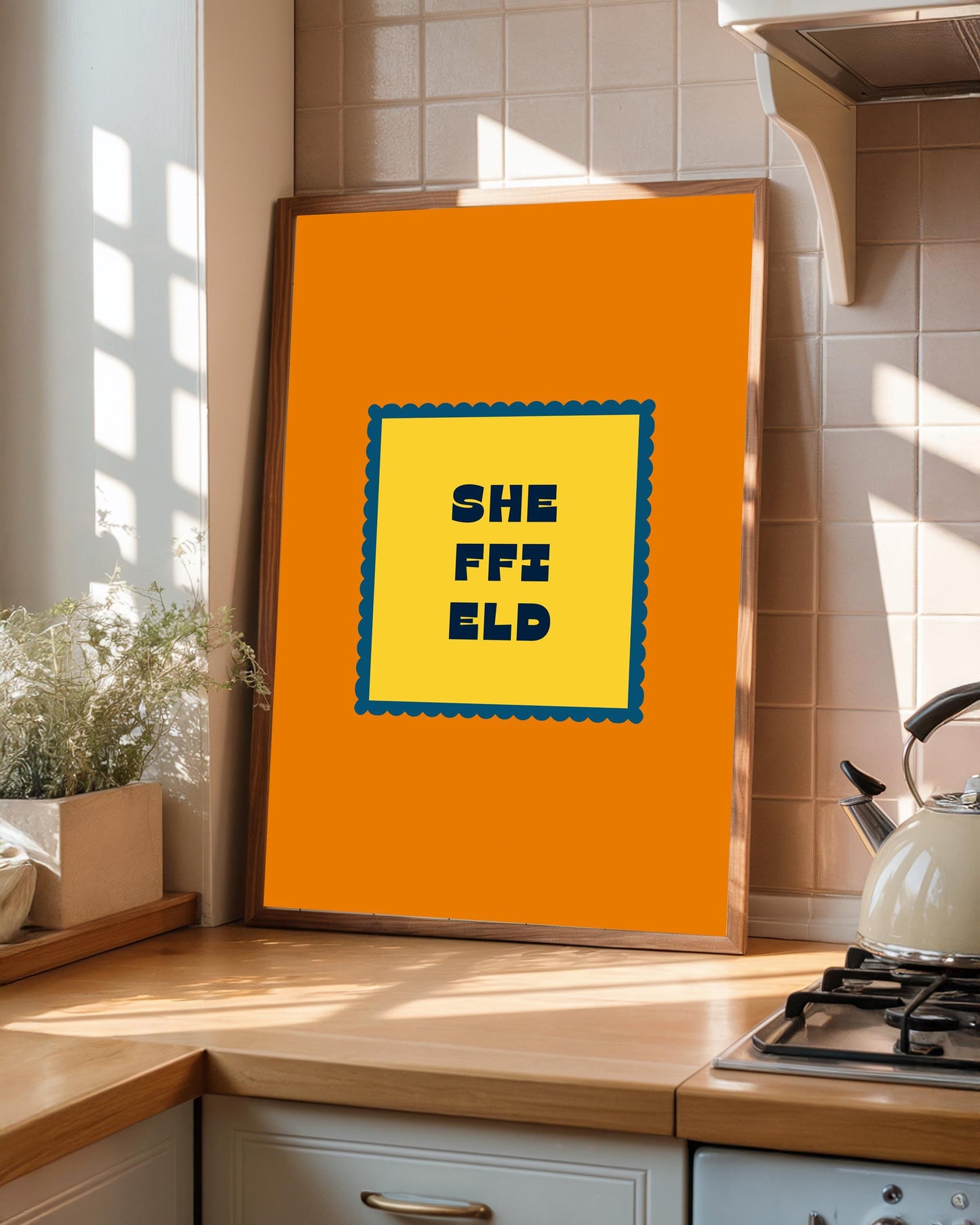 Sheffield Typography Print, Colourful Retro Poster, Living Room Wall Art