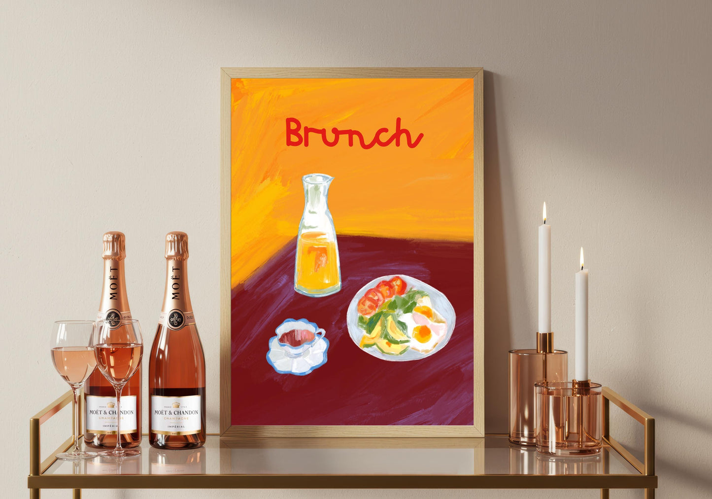 Brunch Art Print: Hand Drawn Brunch Poster, Kitchen Wall Decor