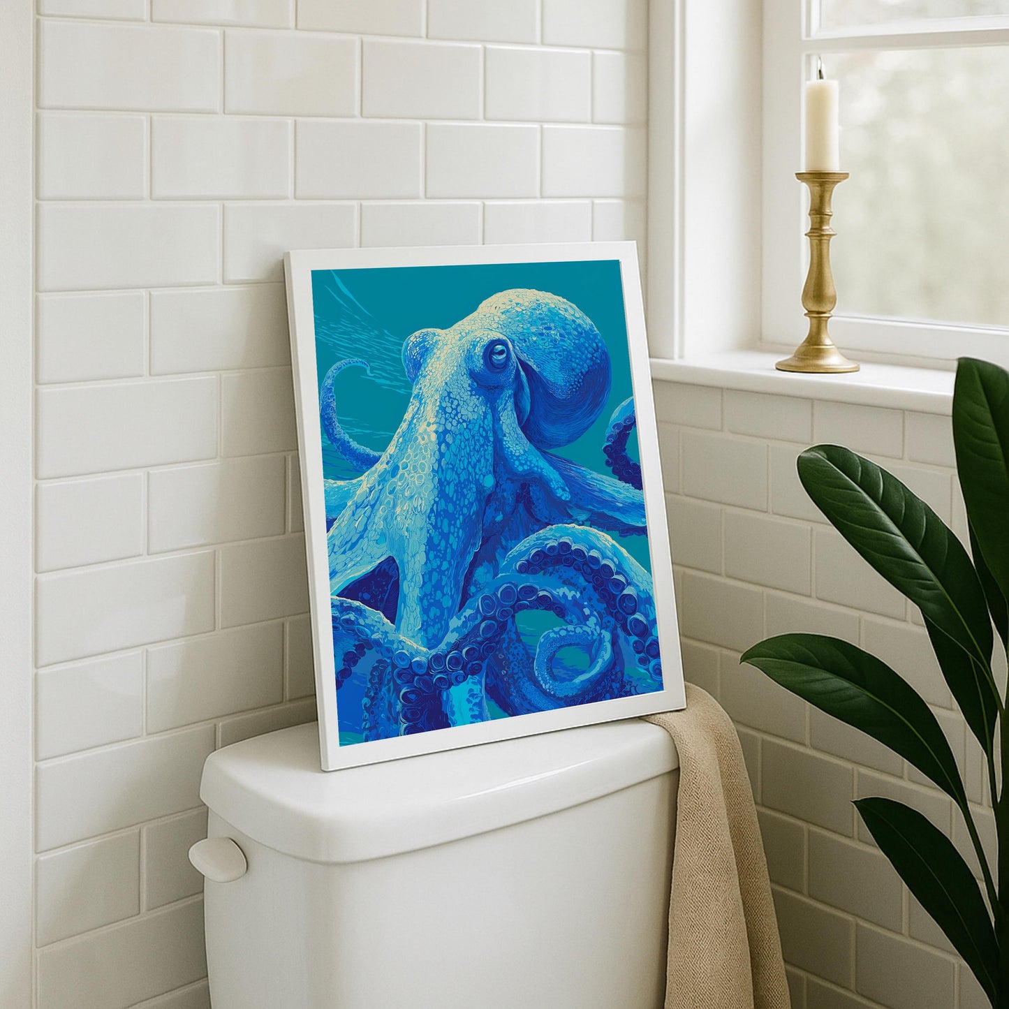 Octopus Print: Blue Octopus Art Poster
