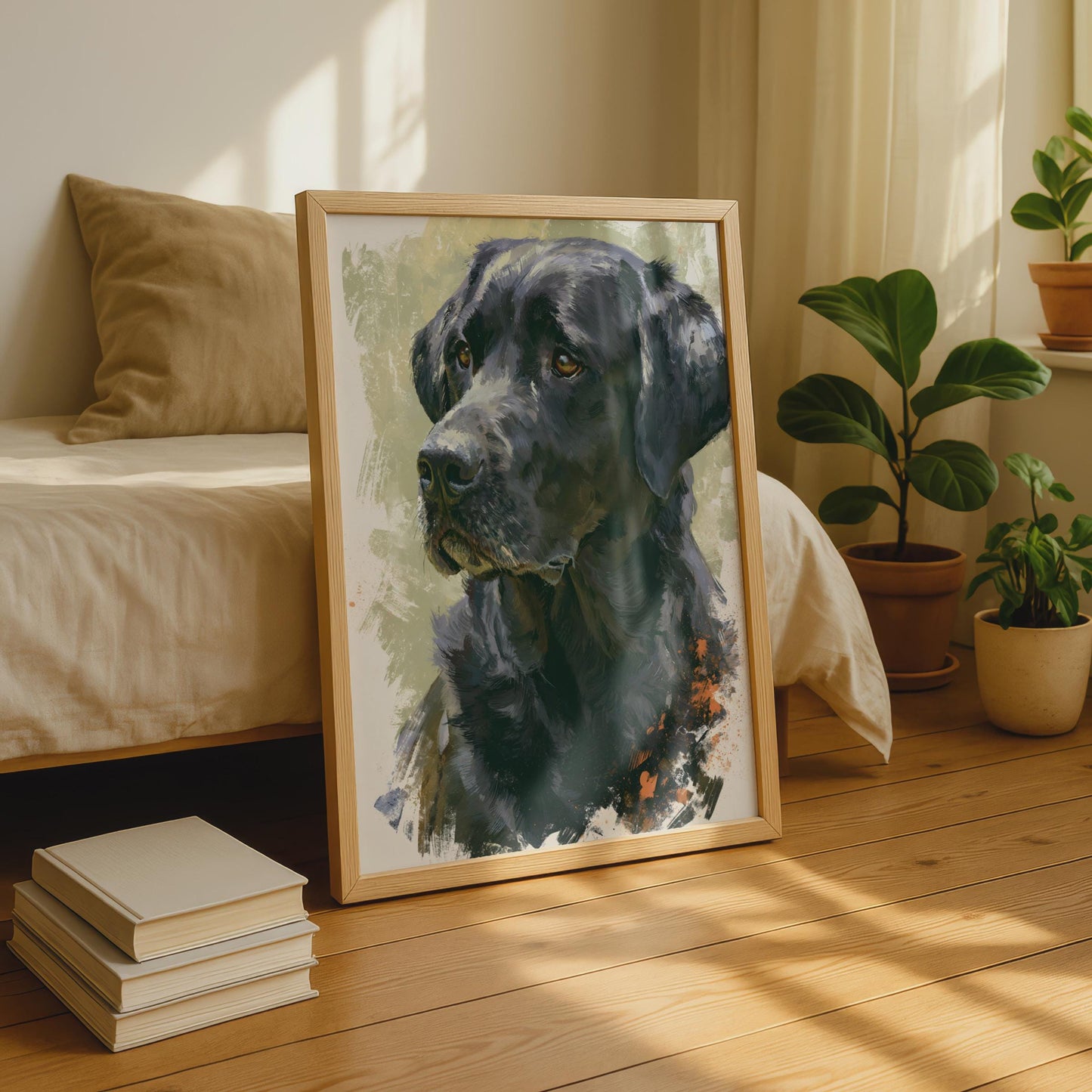 Black Labrador Print, Lab Dog Portrait Poster, Painted Style Dog Art, Dog Lover Gift