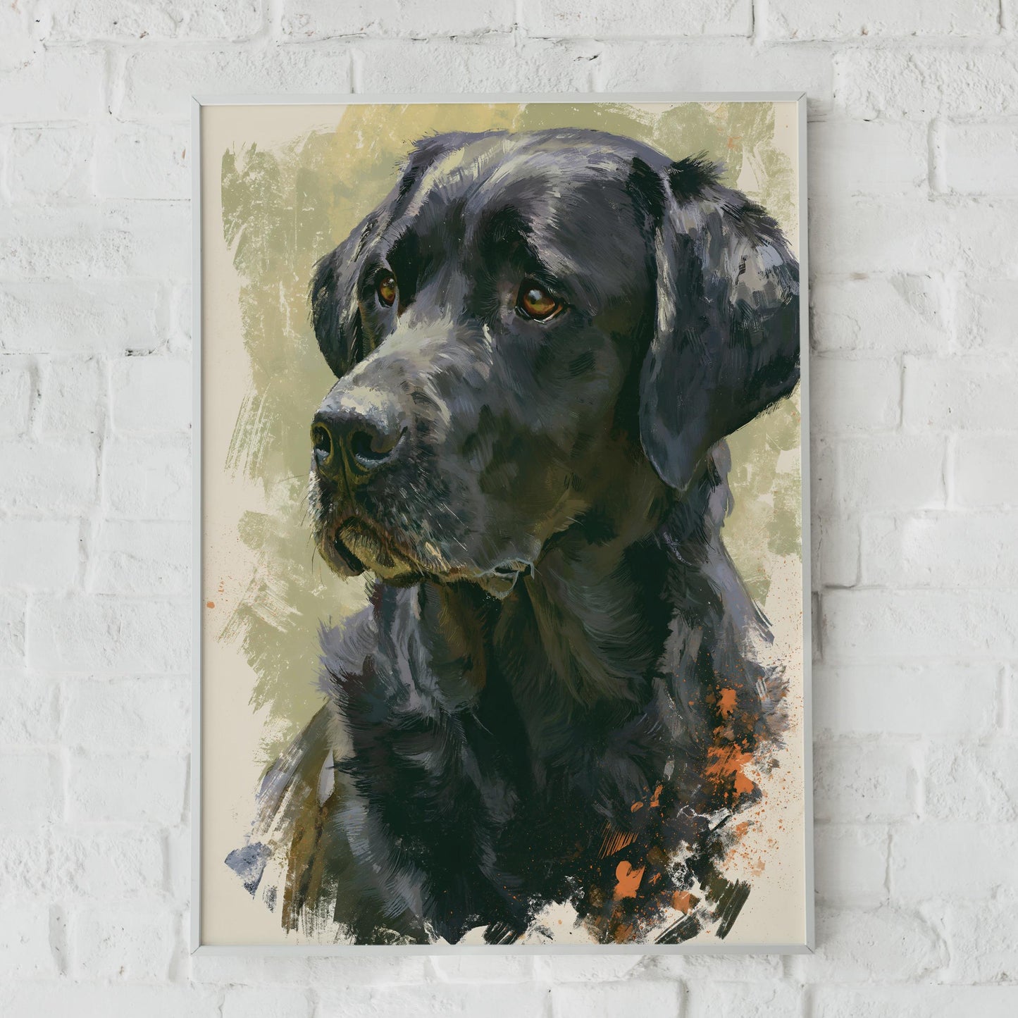 Black Labrador Print, Lab Dog Portrait Poster, Painted Style Dog Art, Dog Lover Gift