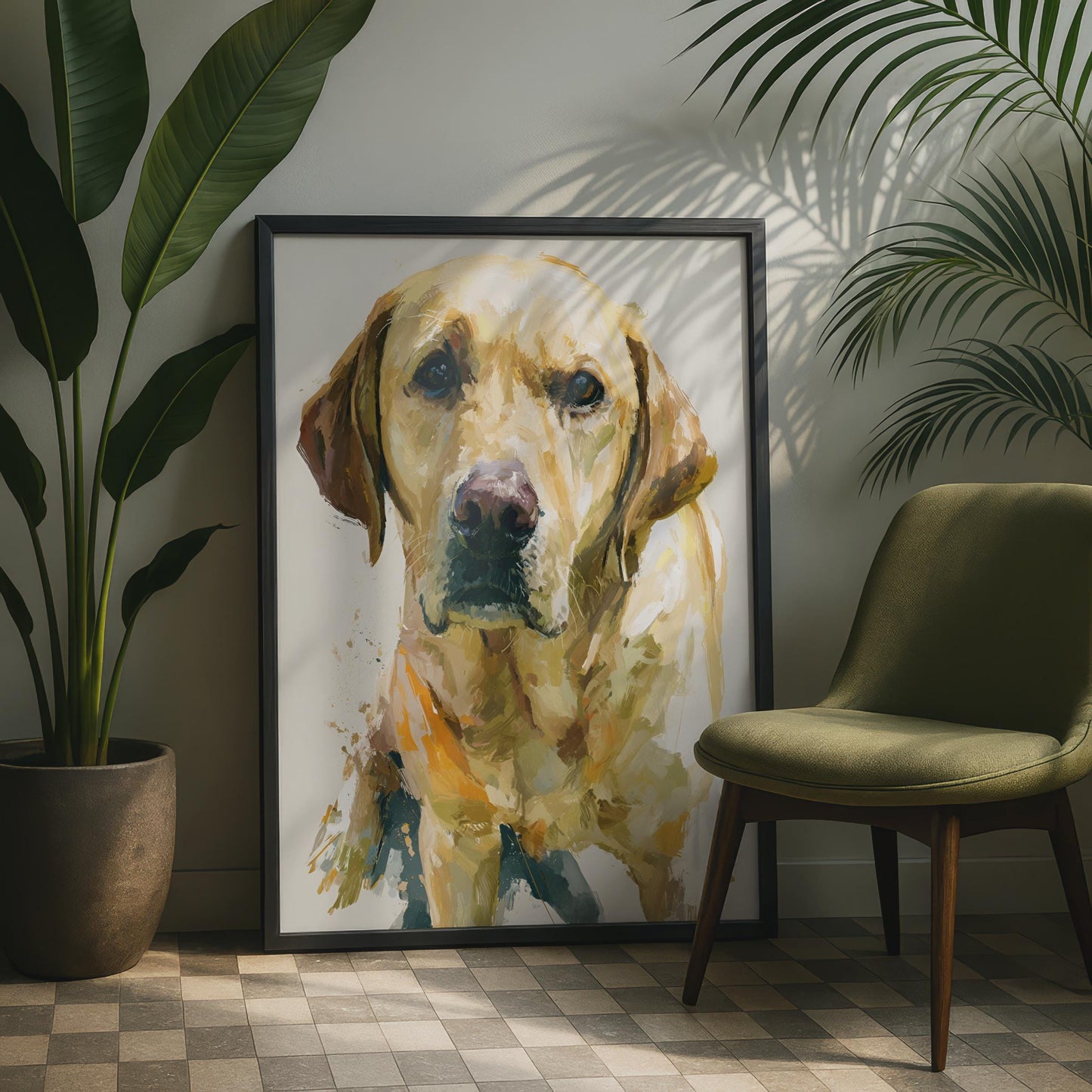Yellow Labrador Print, Lab Dog Wall Art, Painterly Dog Poster, Golden Lab Gift