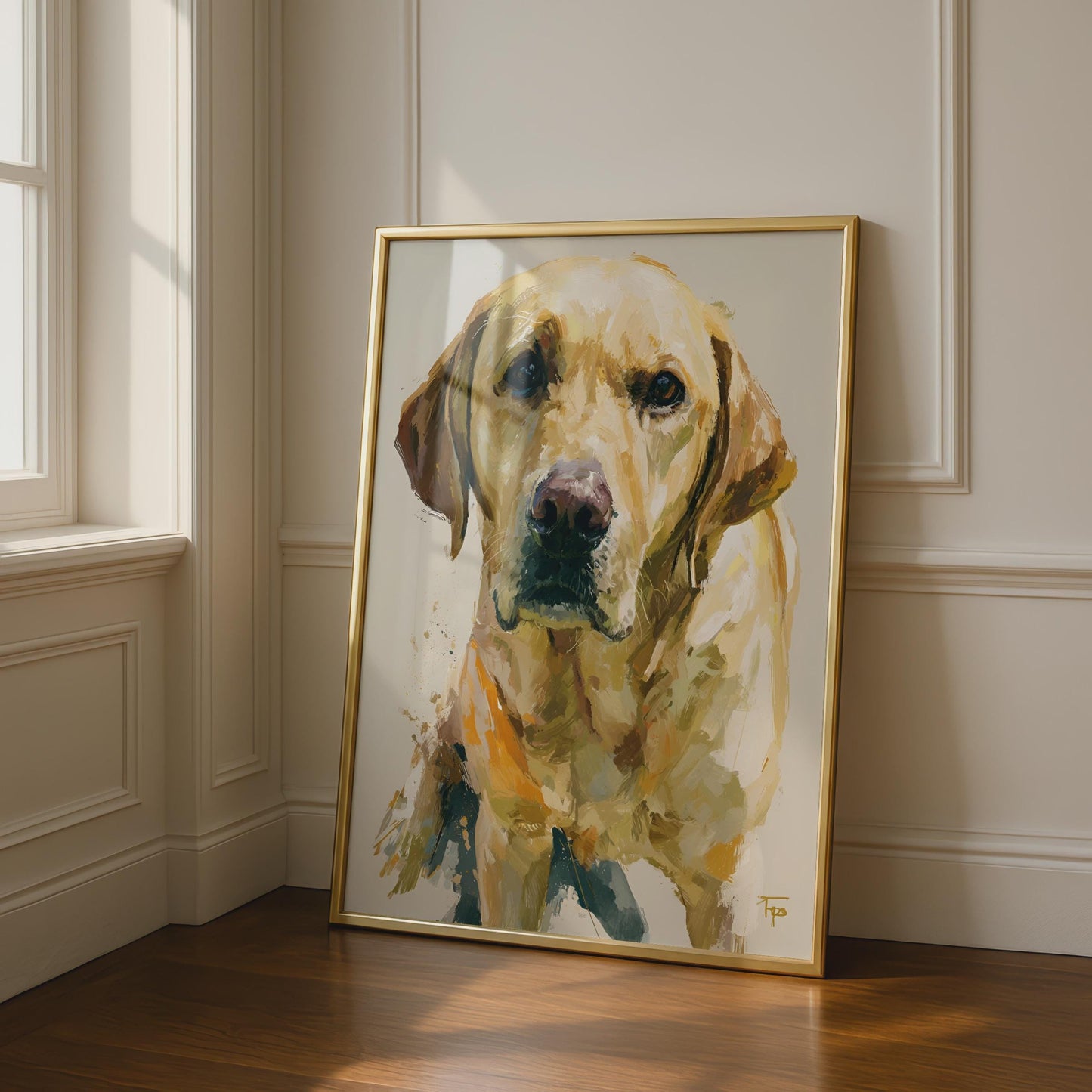 Yellow Labrador Print, Lab Dog Wall Art, Painterly Dog Poster, Golden Lab Gift