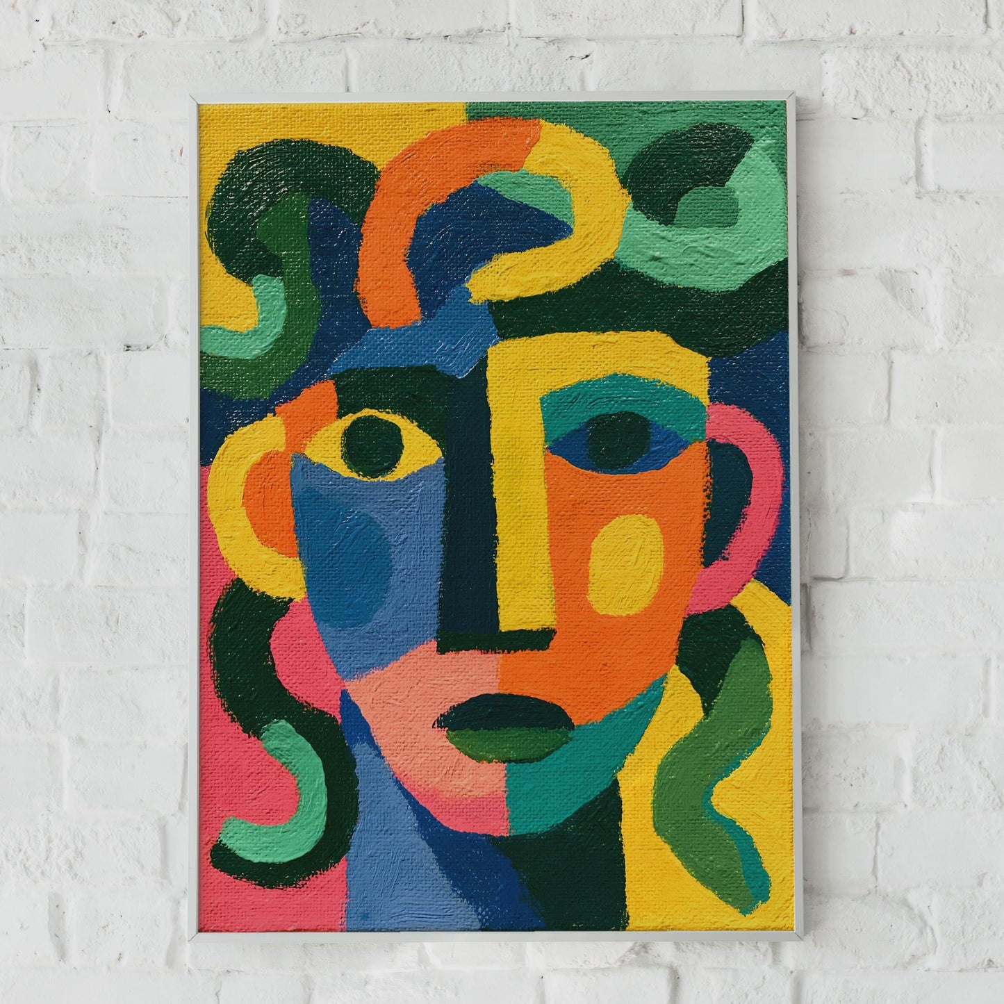 Medusa Art Print, Bold Colourful Cubist Face Poster, Greek Mythology Wall Art