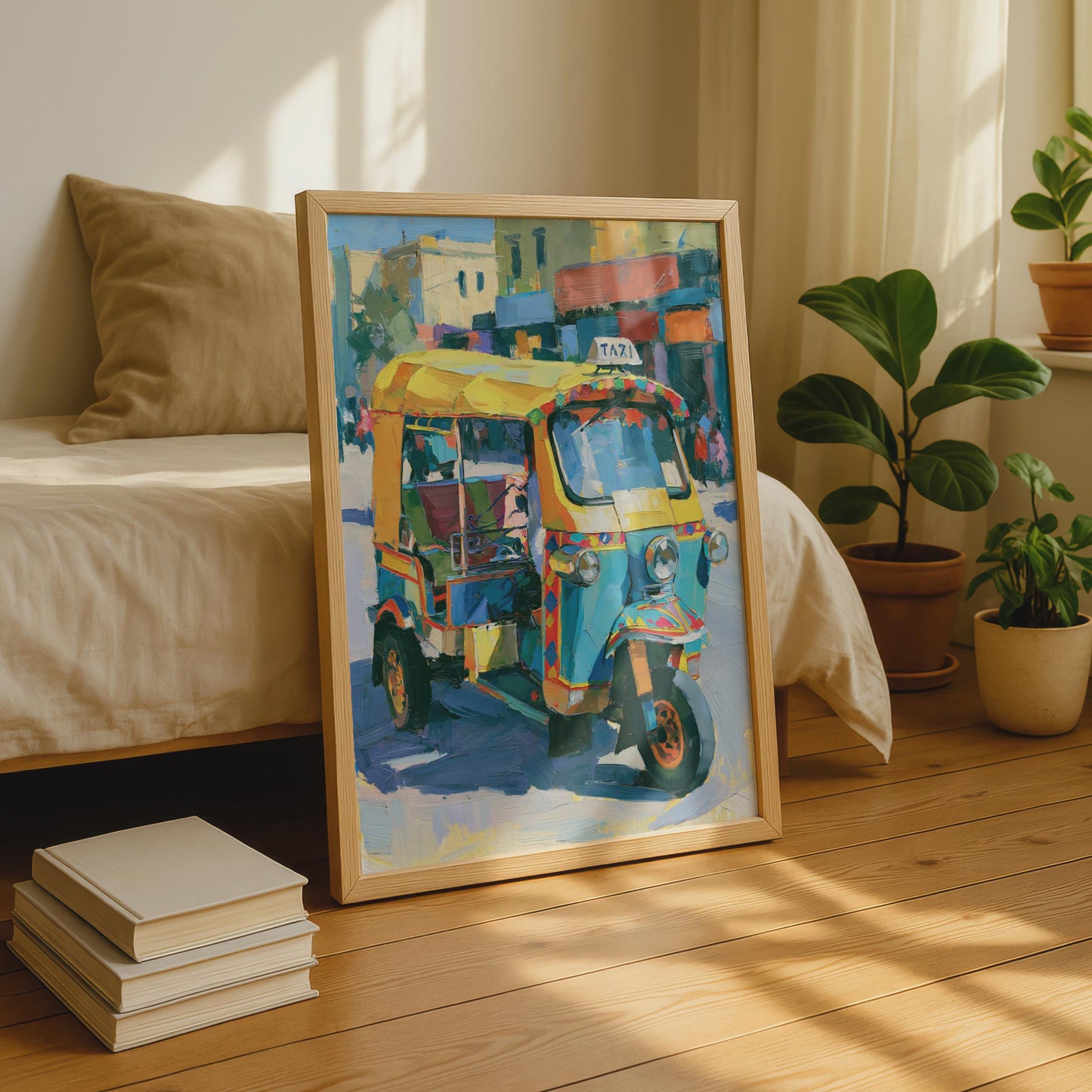 Tuk Tuk Taxi Art Print, Colourful Auto Rickshaw Poster, Asian Street Travel Wall Art
