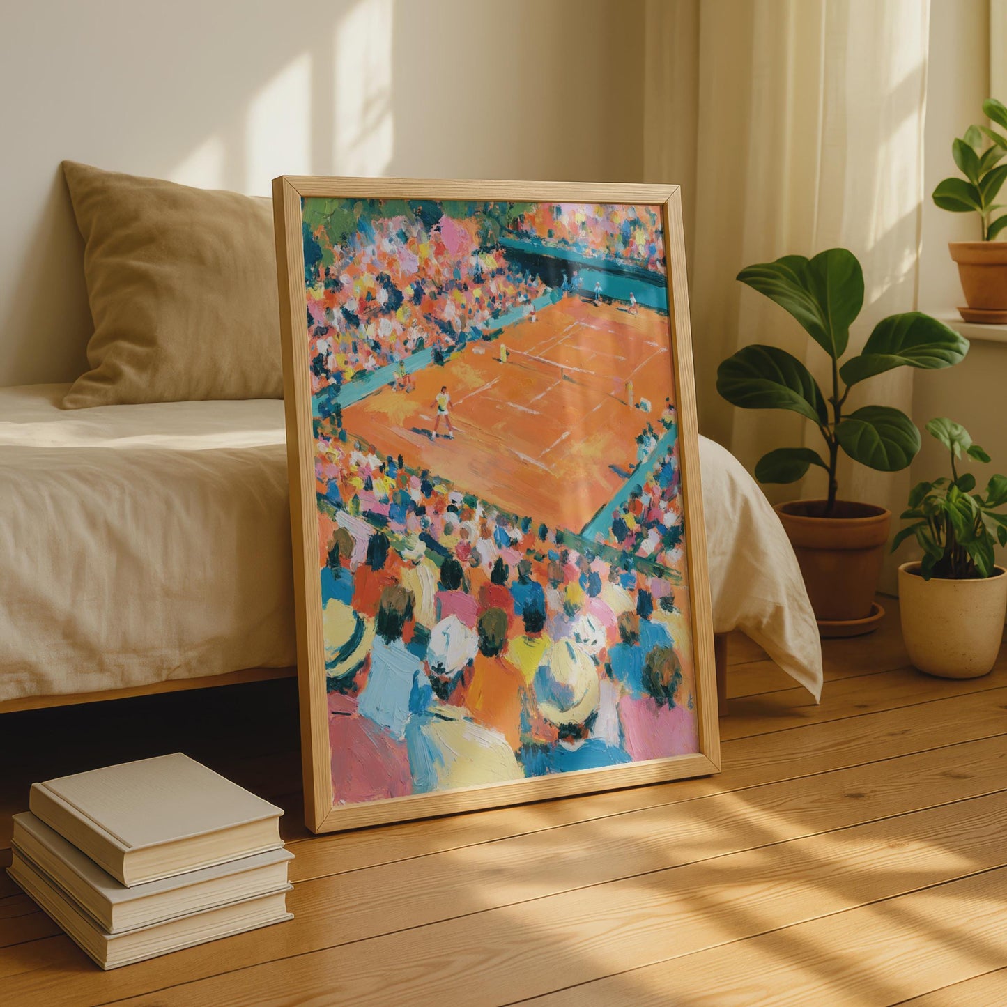 Clay Court Tennis Print, Colourful Sport Wall Art, Impressionist Poster, Tennis Gift